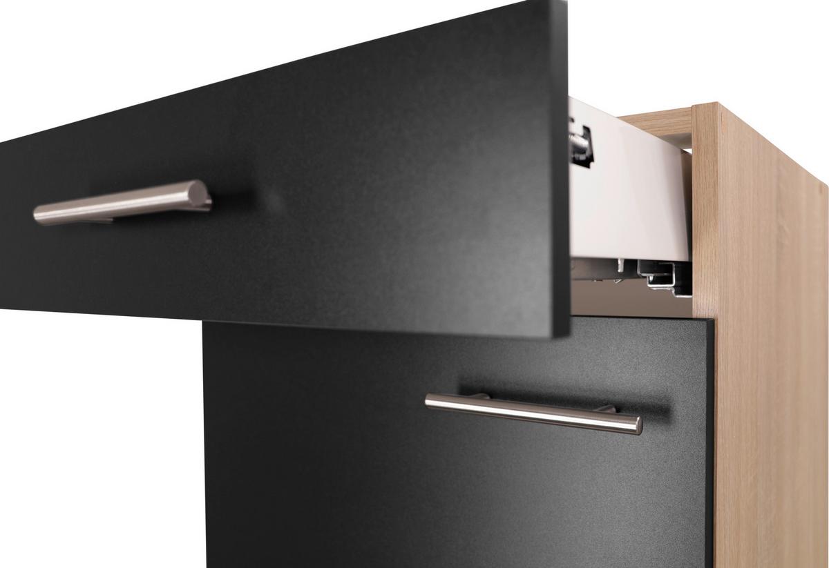 Küchenunterschrank Merle Schwarz, Eiche Dekor B:50cm - Eichefarben/Schwarz, Basics, Holzwerkstoff (50/84,8/60cm) - Respekta