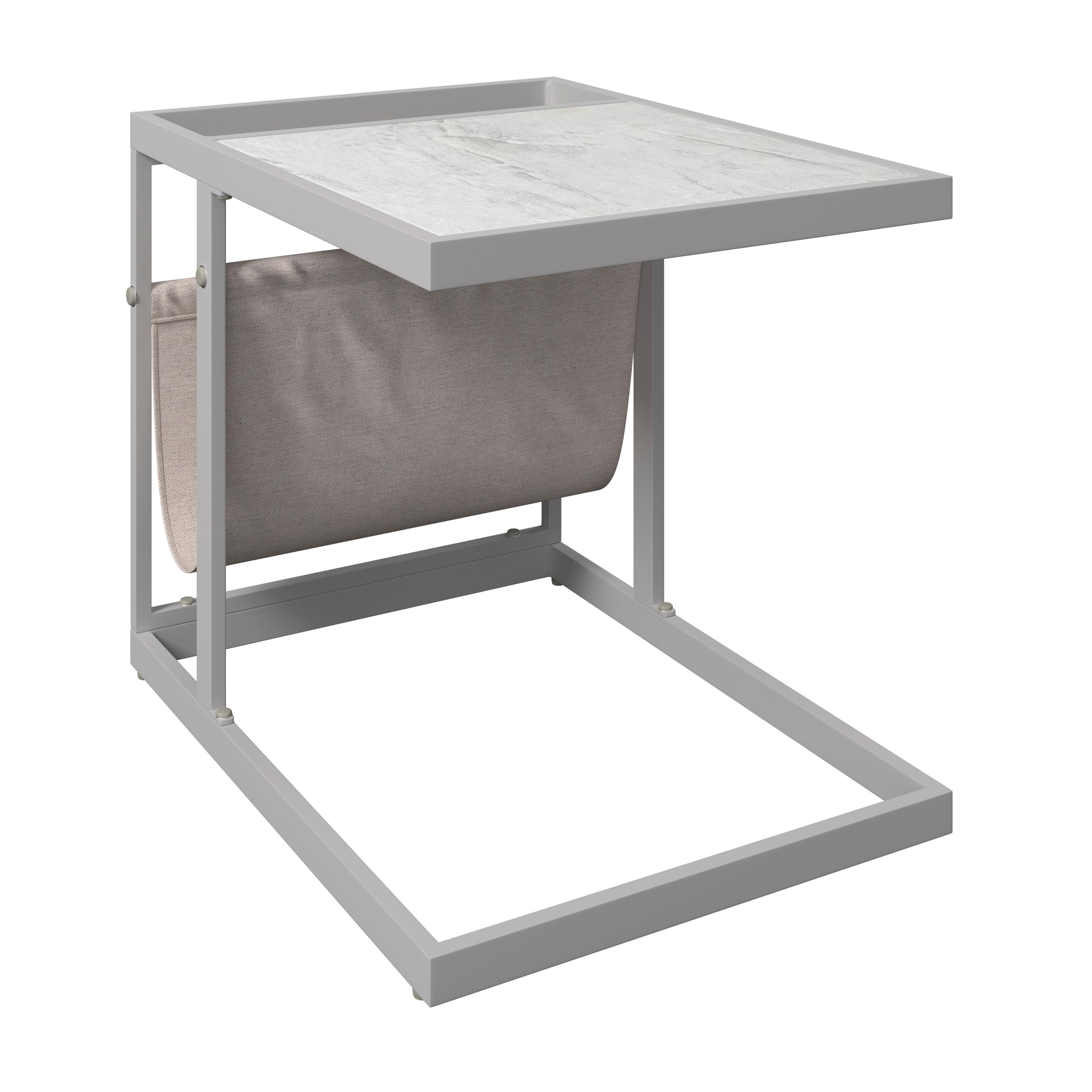 Beistelltisch Palma - Grauweiß/Weiß, MODERN, Glas/Textil (65/55/48cm) - Beldano