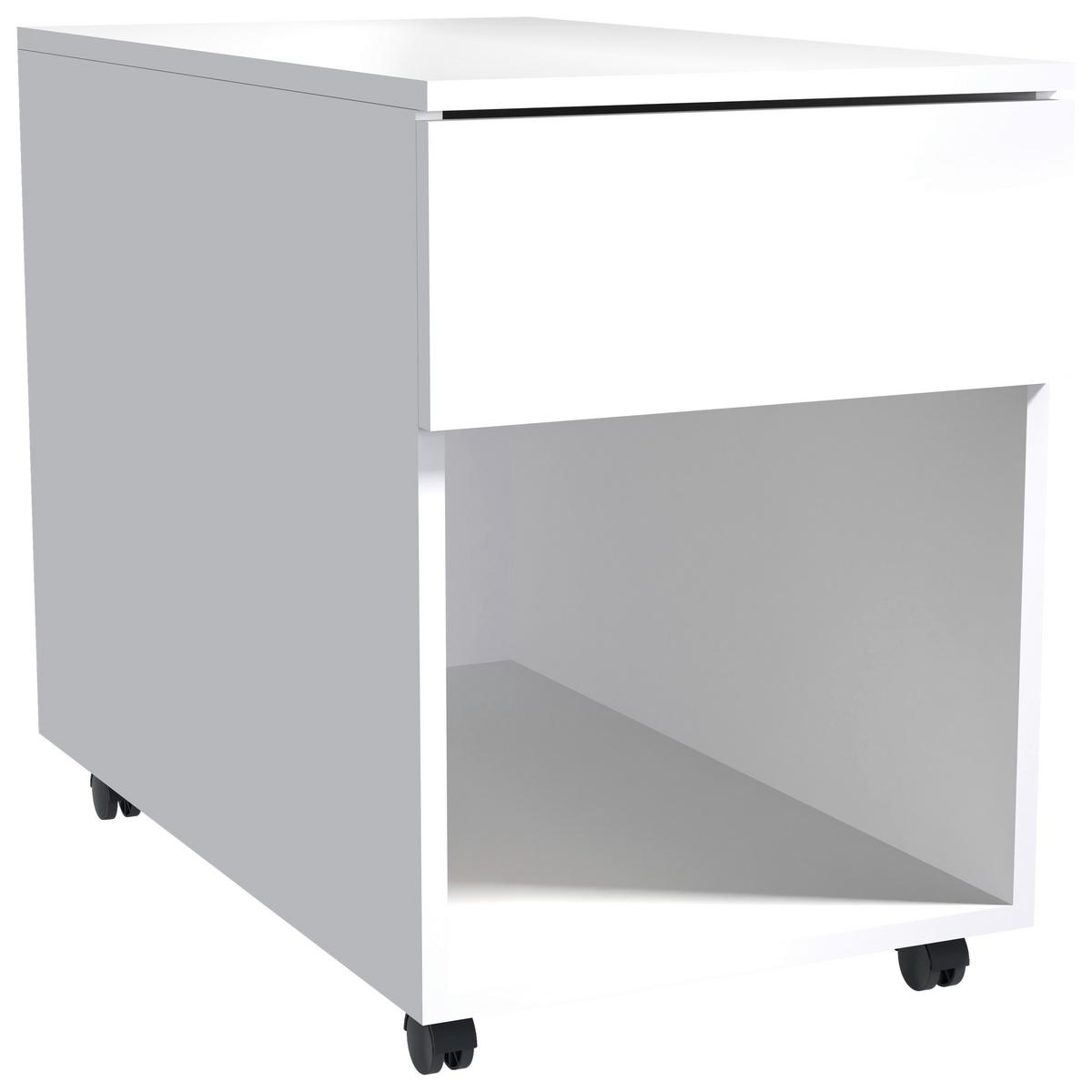 Rollcontainer Weiß Dalrosa 39x55x70 Cm - Weiß, MODERN, Holzwerkstoff/Kunststoff (39/55/70cm) - MID.YOU