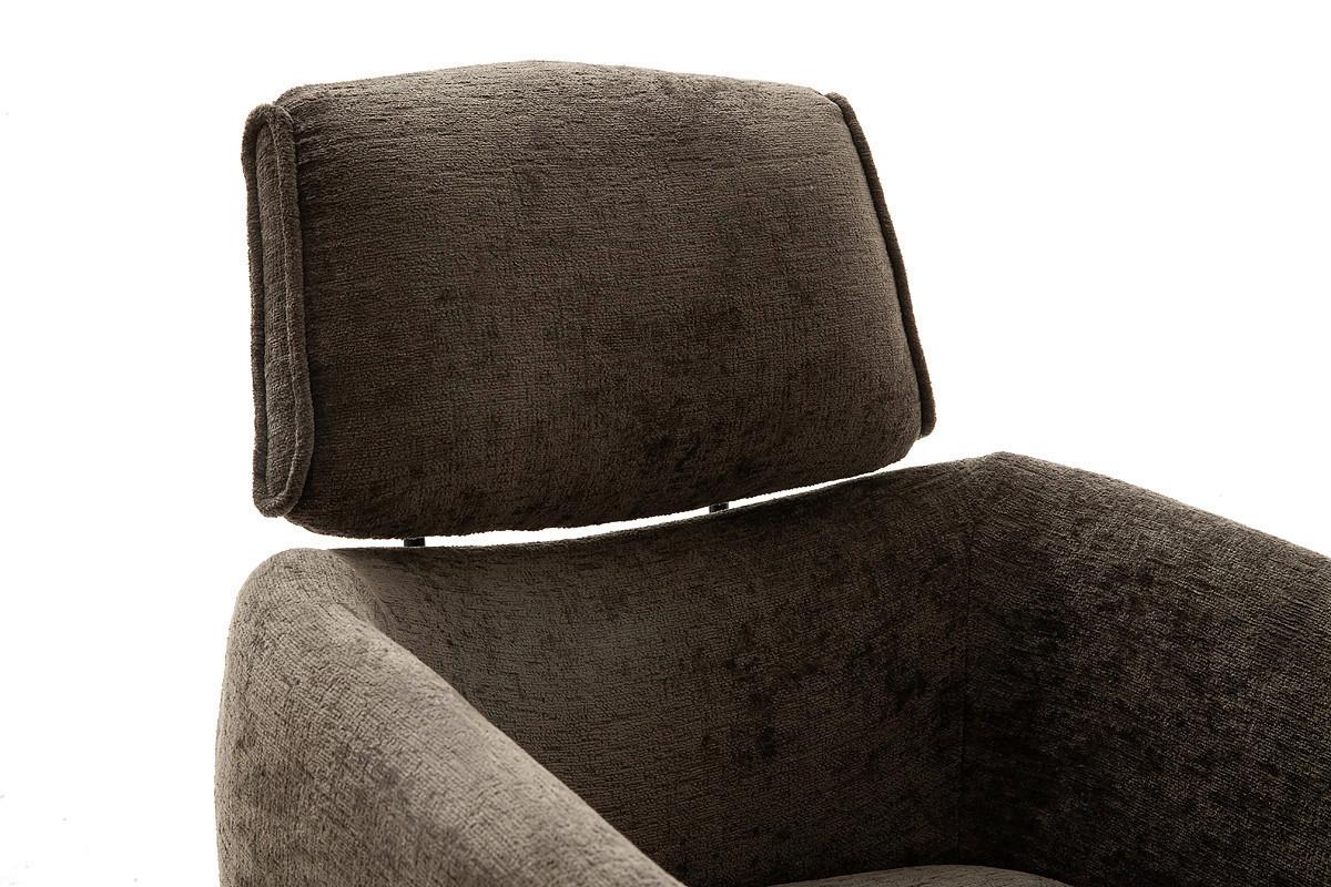 Armlehnstuhl Quebec Chenille Braun 360° drehbar - Schwarz/Braun, KONVENTIONELL, Textil/Metall (60/92/64cm)