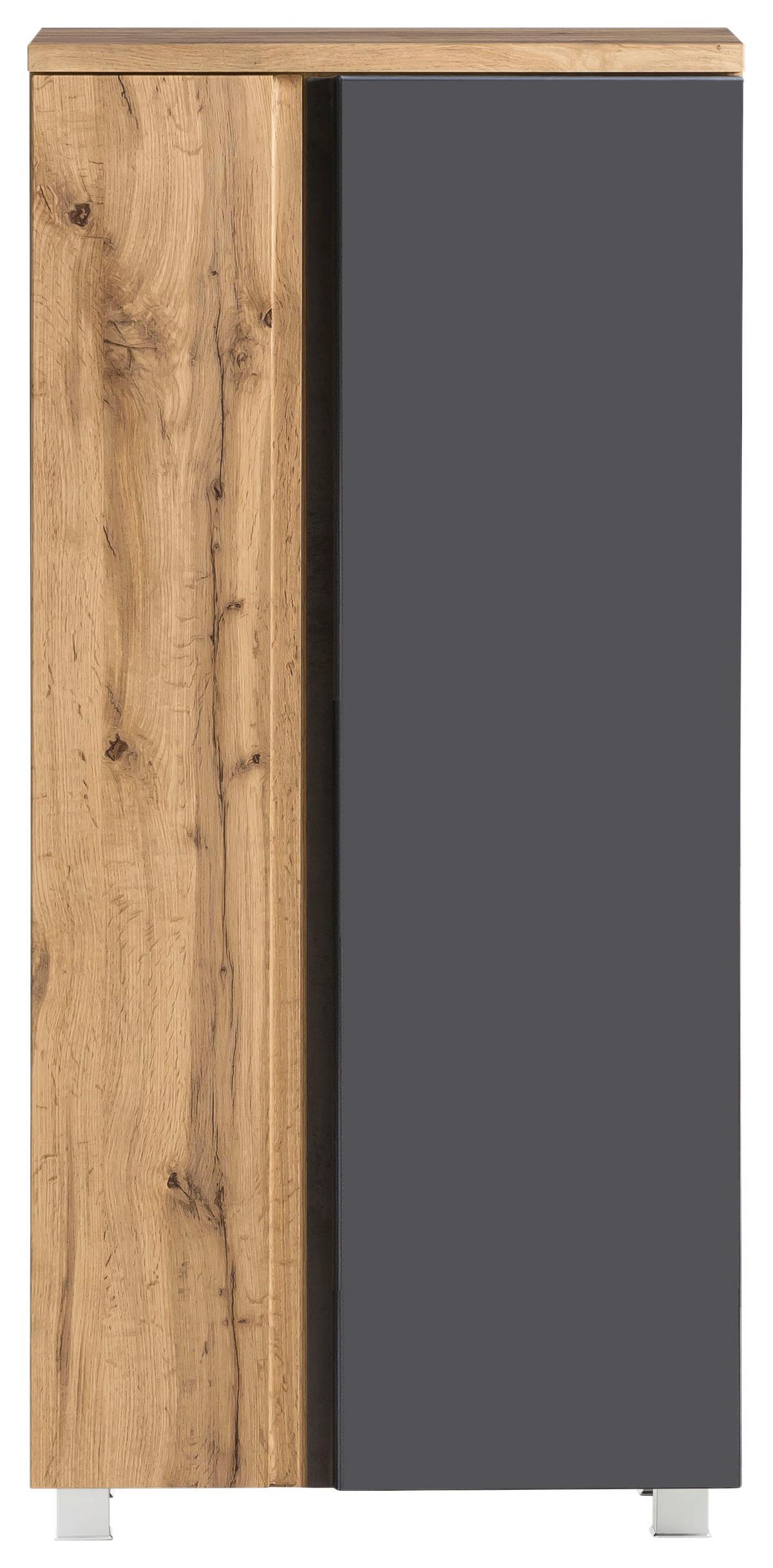 Midischrank Varese B: 65 Cm Grau/eiche Wotan - Eiche Wotan/Grau, MODERN, Holzwerkstoff (65/130/35cm) - Held