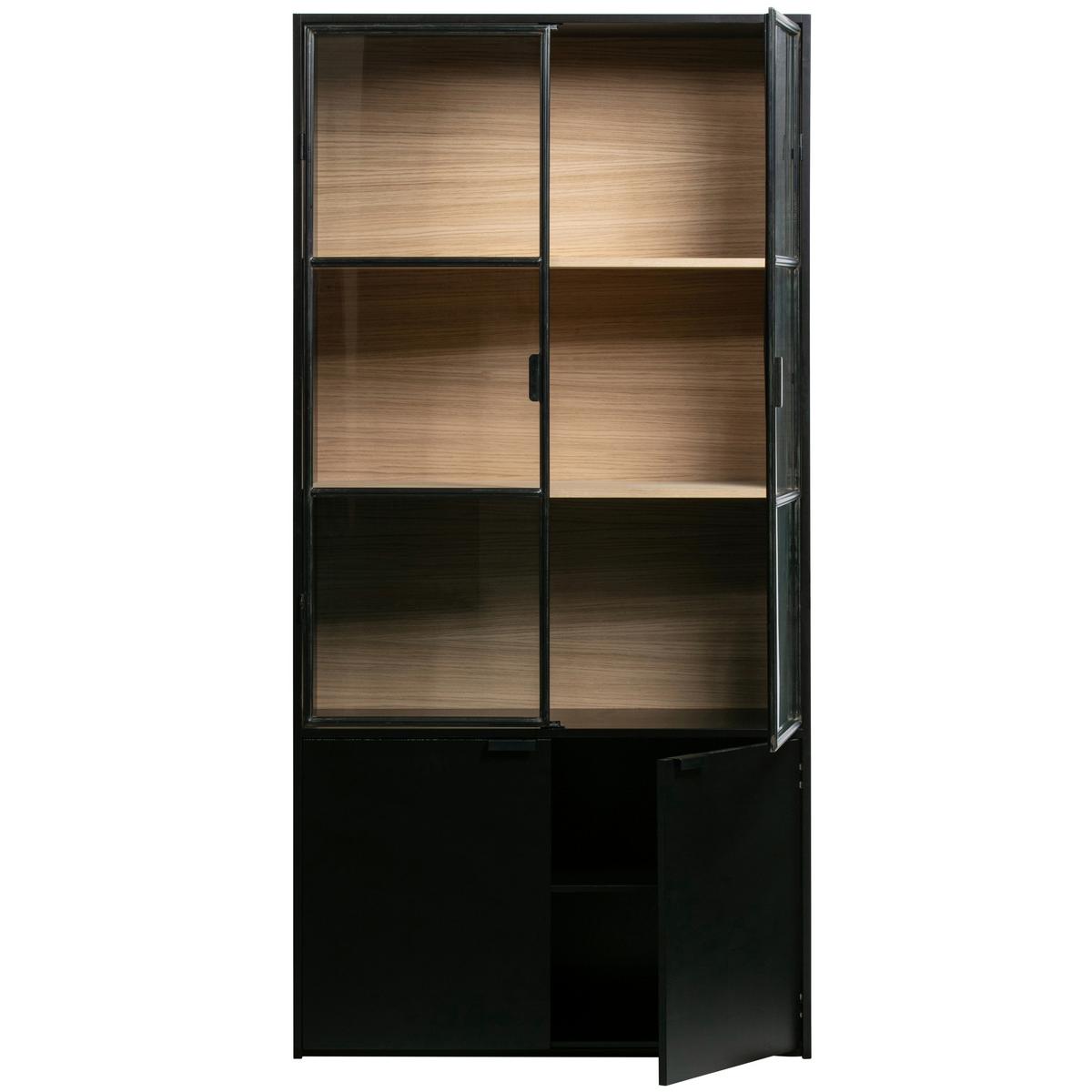 Vitrine Sivan Schwarz B: 100 Cm - Schwarz, Design, Glas/Holz (100/200/40cm) - Livetastic