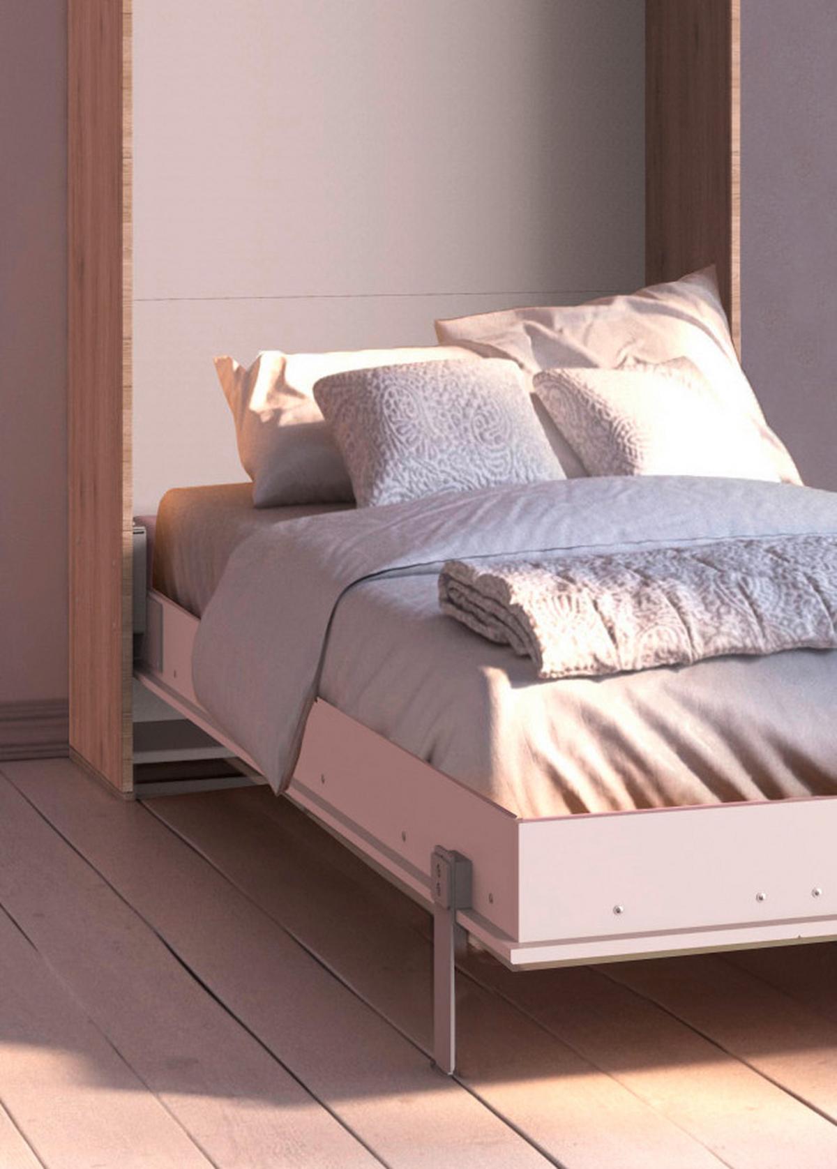 Schrankbett Mit Lattenrost 90x200 Juist Weiß/eiche - Eichefarben/Weiß, KONVENTIONELL, Holz/Holzwerkstoff (90/200cm) - MID.YOU