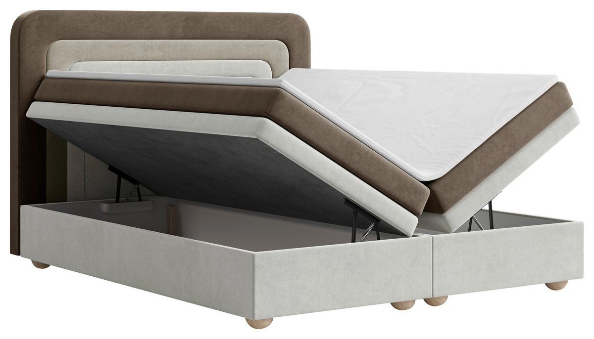 Boxbett Nest Lf: 160x200 Braun/Beige - Beige/Bronzefarben, MODERN, Holz/Kunststoff (160/200cm) - MID.YOU