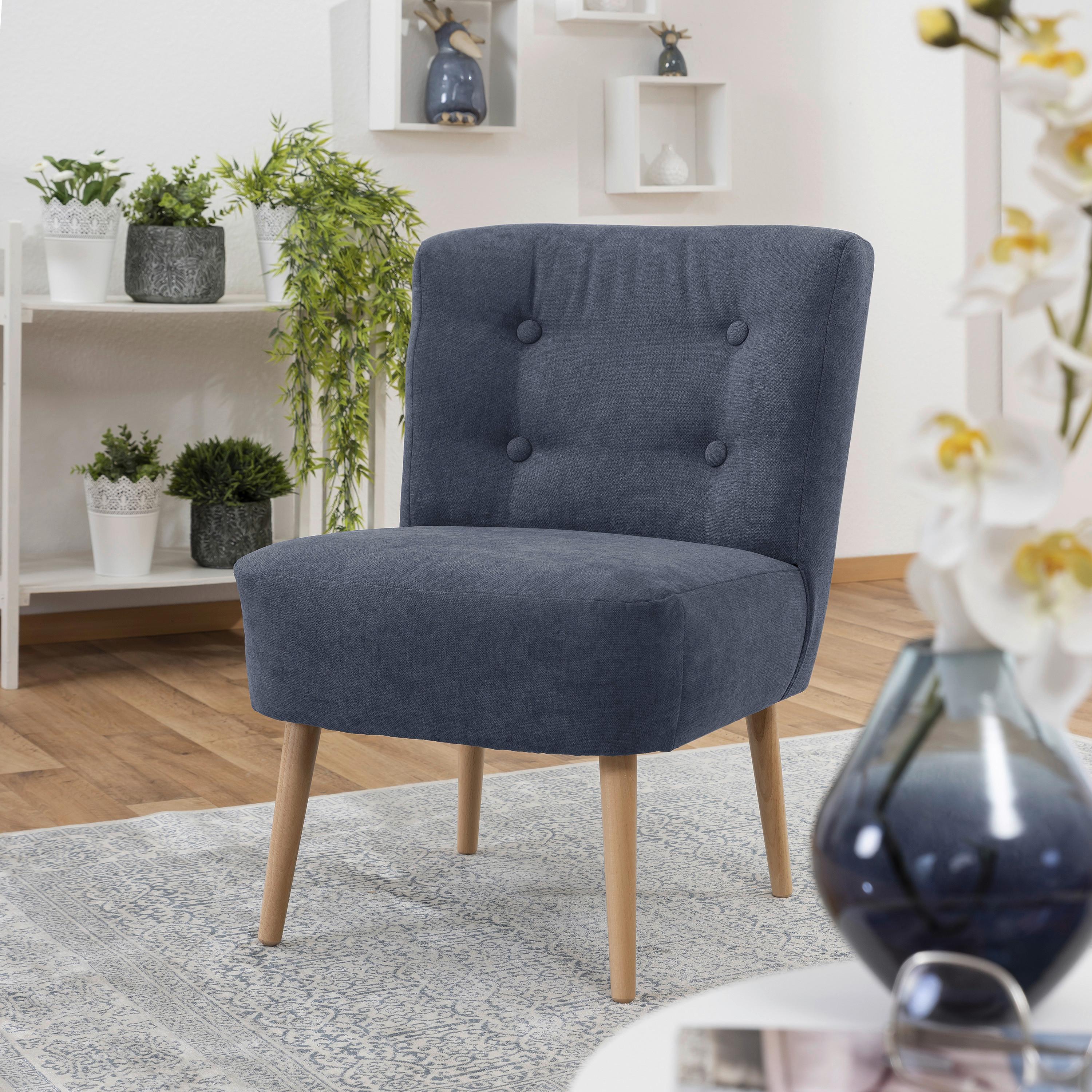Sessel Fiona - Blau/Buchefarben, Design, Textil (58/78/68cm) - Max Winzer