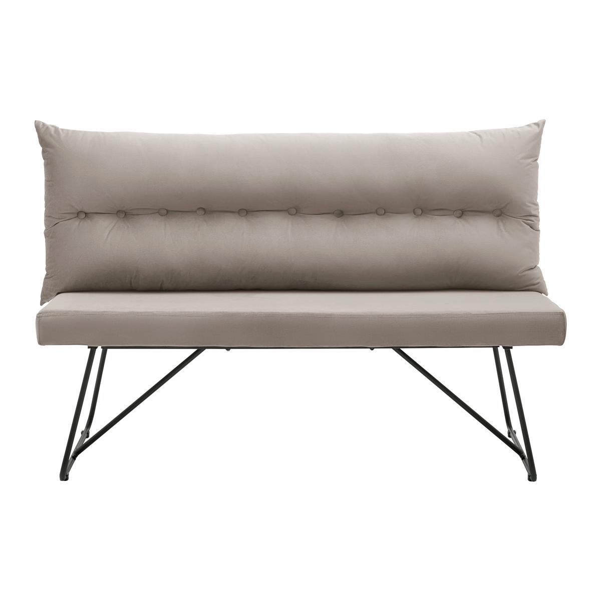Lavica ze sametu Bono šedohnědá - černá/béžová, Moderní, kov/dřevo (140/92/63cm) - Bessagi Home
