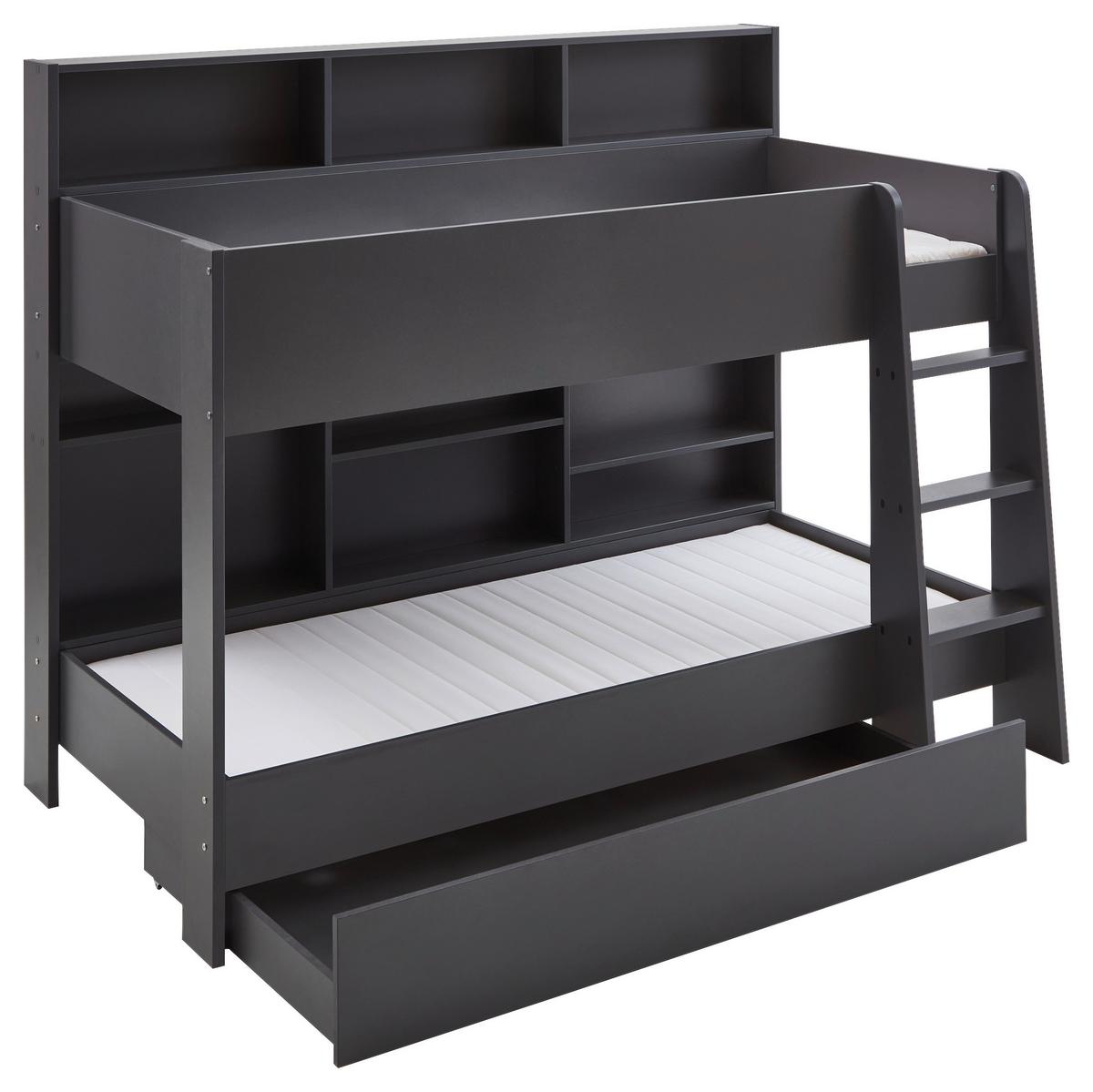 Etagenbett Sely Anthrazit Dekor, Lf: 90x200 Cm - Anthrazit, KONVENTIONELL, Holzwerkstoff (90/200cm)