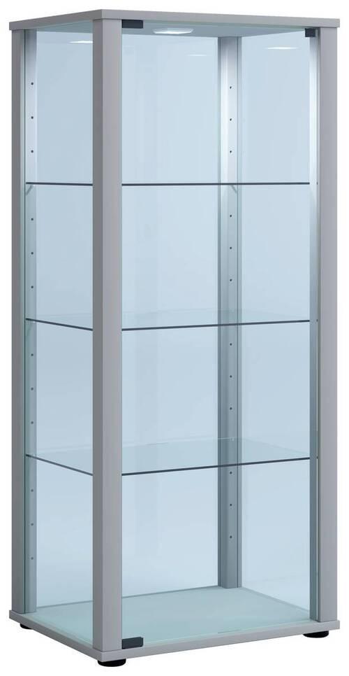 Vitrine Kavisa B: 50 cm Silberfarben - Silberfarben/Schwarz, MODERN, Glas/Holzwerkstoff (50/114,5/38cm) - MID.YOU