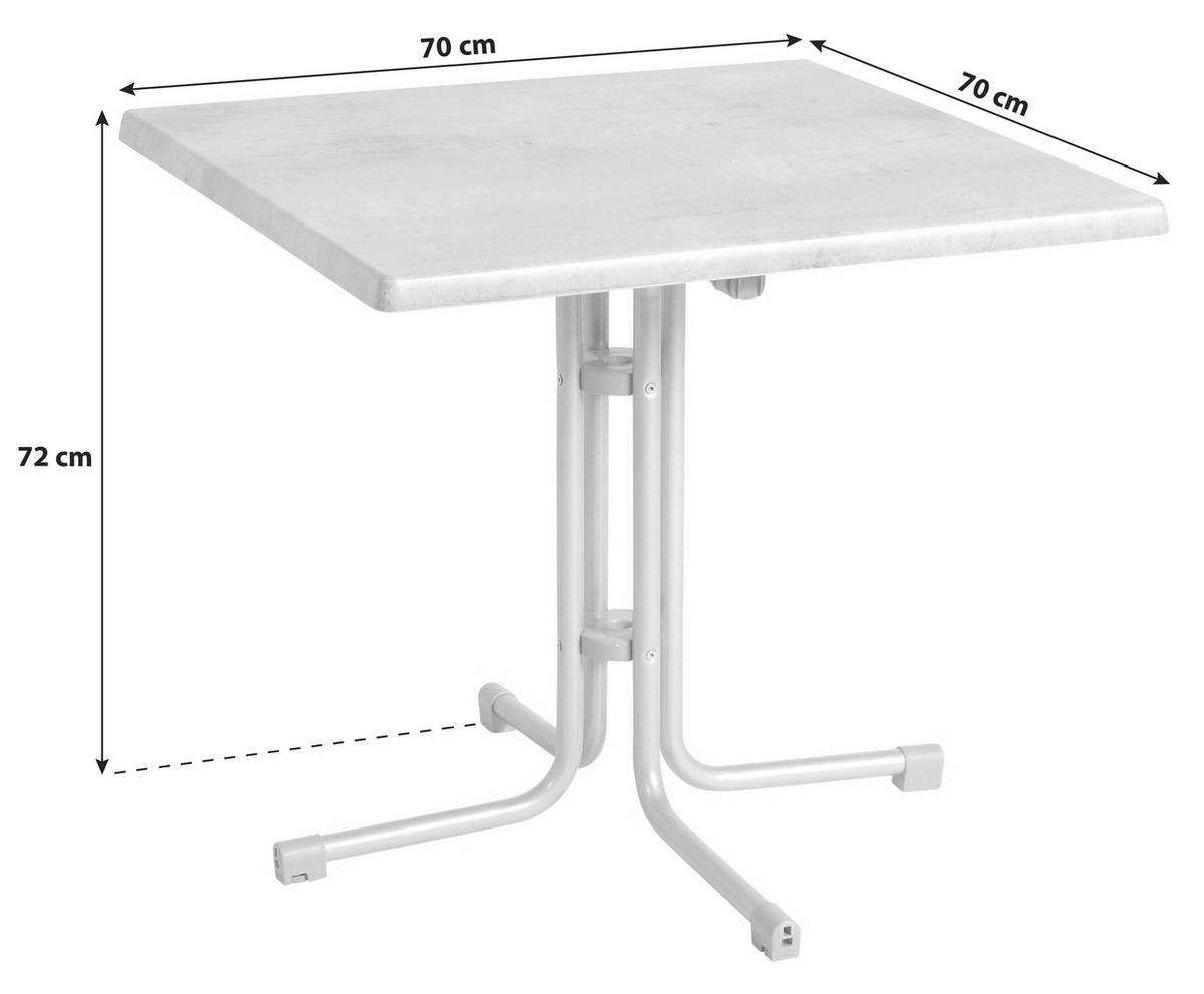Gartentisch Klappbar Acamp Metall/Holzwerkstoff L: 70 cm - Platinfarben/Grau, Basics, Holzwerkstoff/Metall (70/70/72cm) - Gardenson