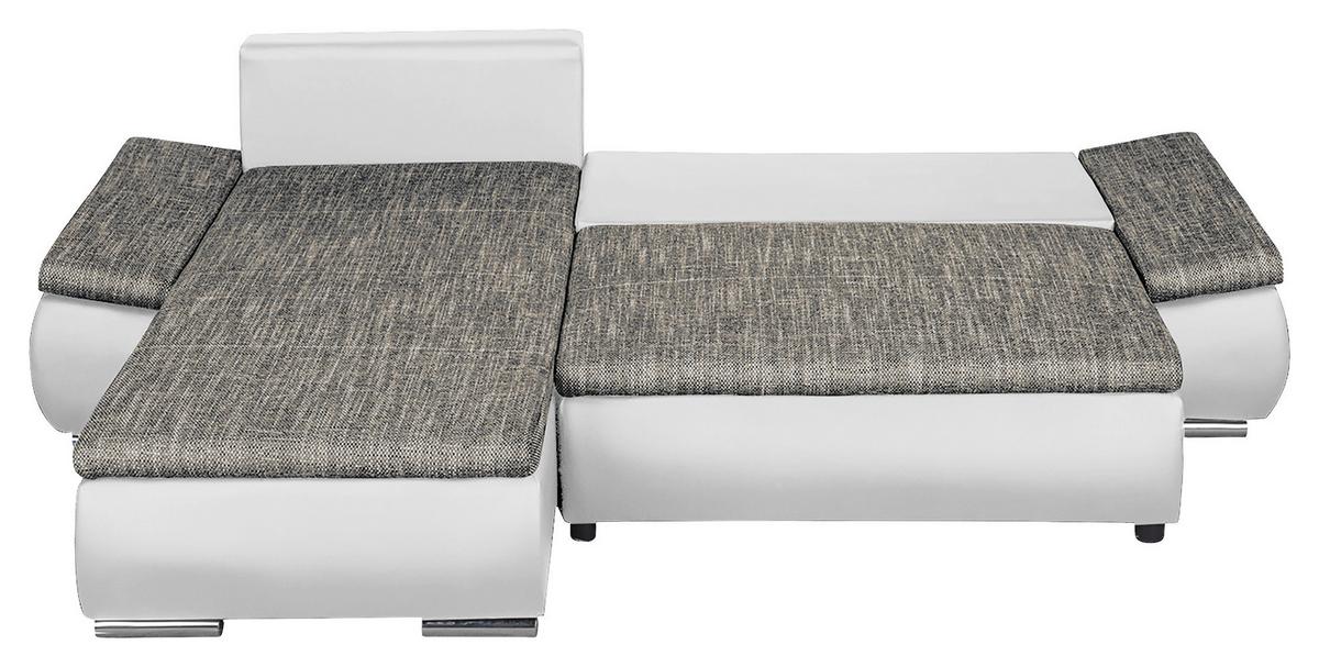 Ecksofa Acra Grau, Weiß B: 266x175 Cm - Chromfarben/Schwarz, Design, Textil (266/175cm) - Livetastic
