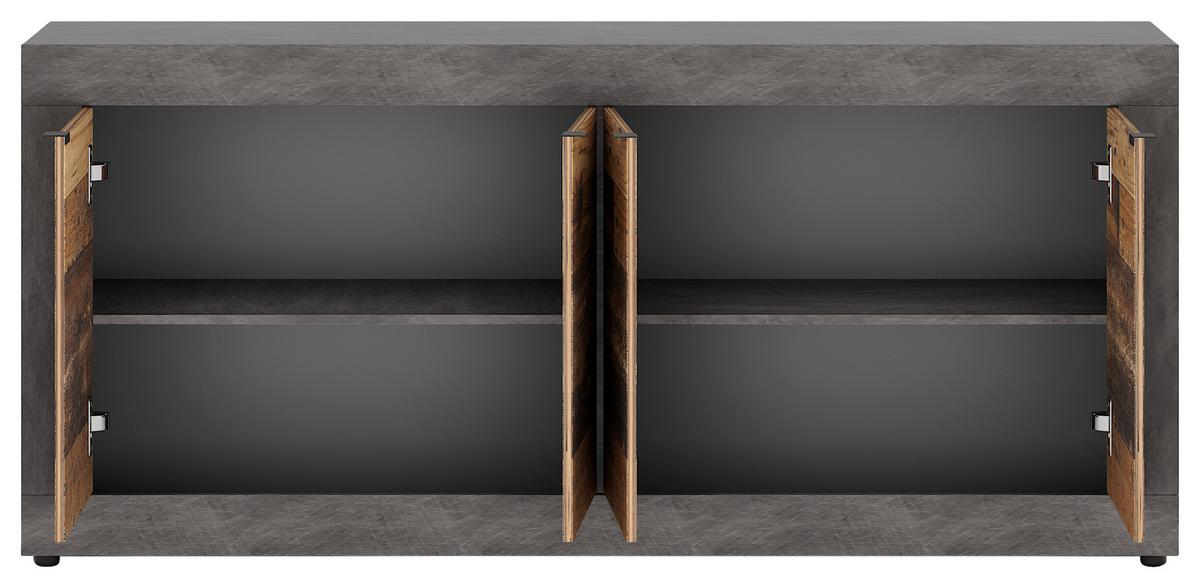 Sideboard Lunea - Alteiche/Schwarz, Design, Holzwerkstoff (180/86/42cm) - MID.YOU