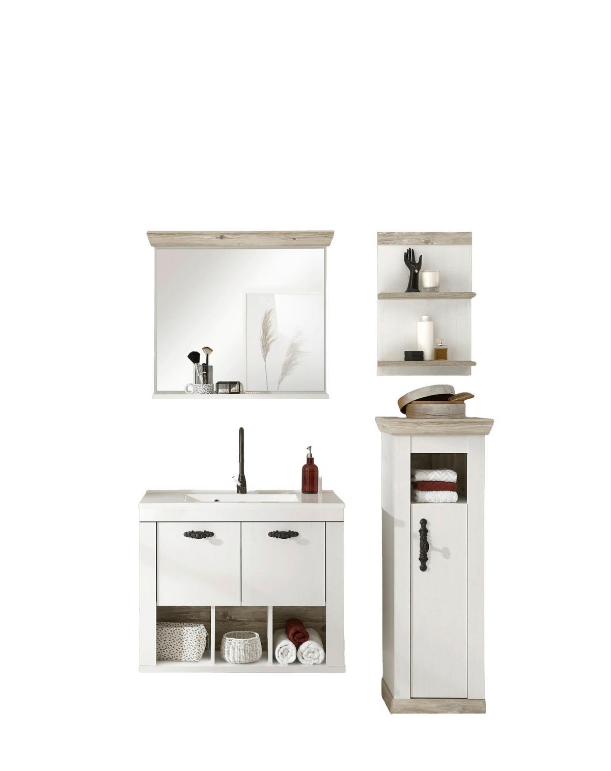 Badezimmer Florenz Pinienfarben B: 143cm - Weiß/Pinienfarben, Design, Naturmaterialien/Holzwerkstoff (143/200/46cm) - MID.YOU