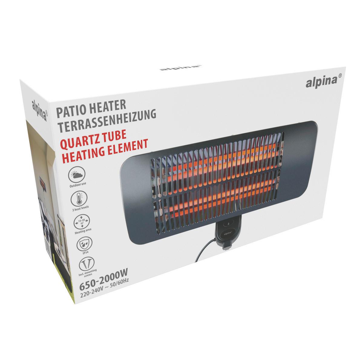 Terrassenstrahler Patio Heater Wall 650-2000w - Schwarz, Basics, Metall (50/19,5/11cm)