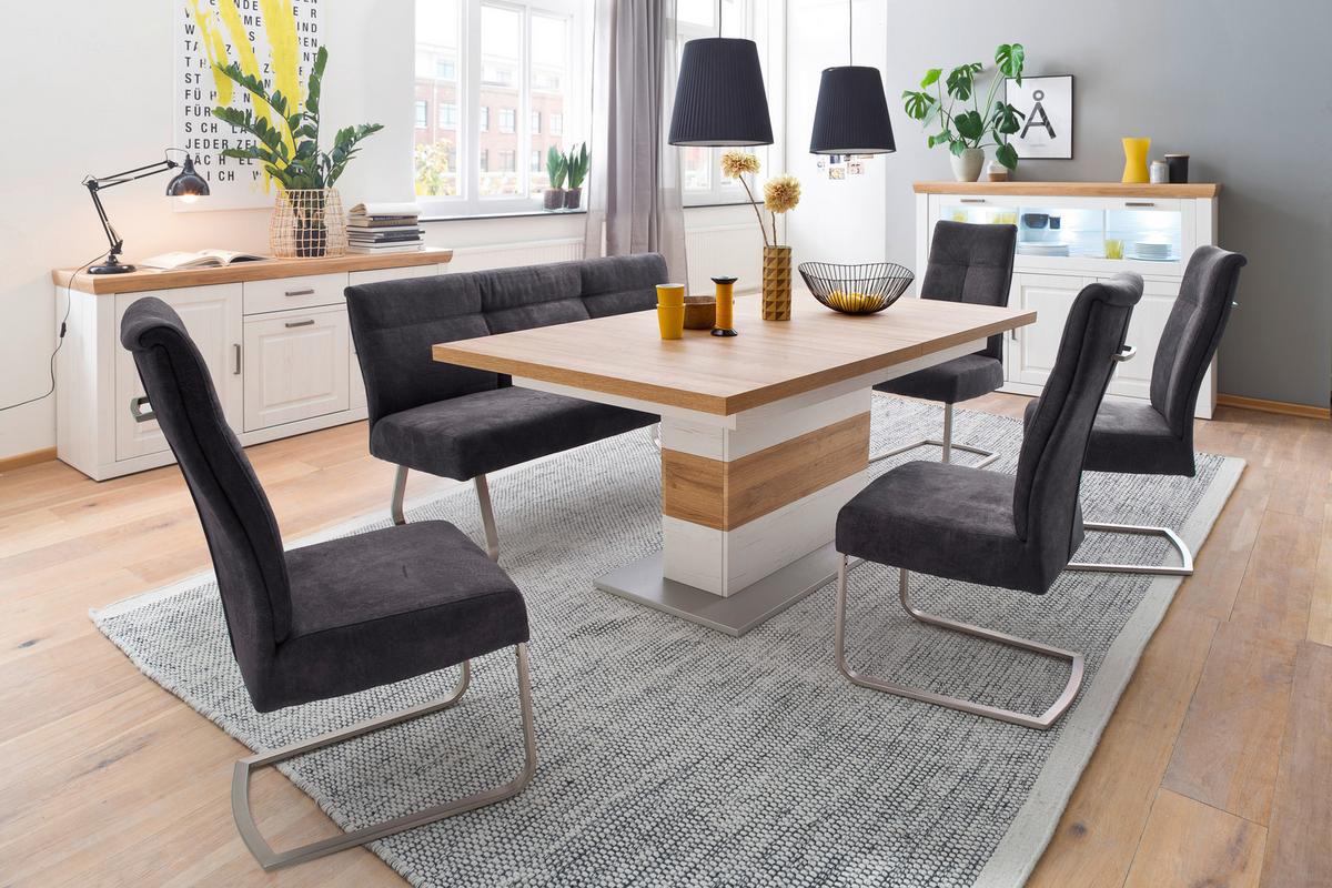 Sideboard 183 cm Brixen Eiche/Pinie Dekor - Eichefarben/Schwarz, Basics, Holzwerkstoff (183/85/50cm) - Livetastic