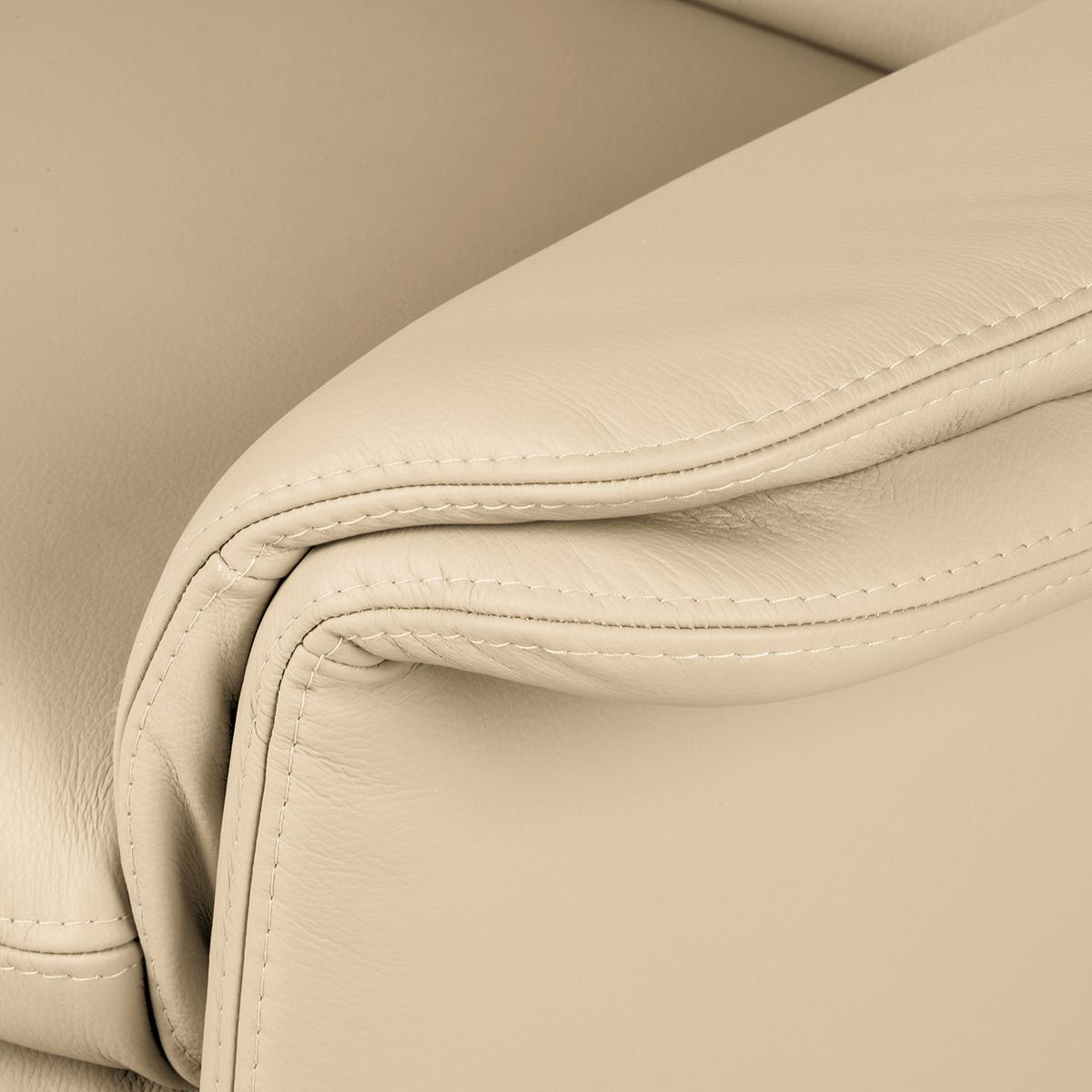 2,5-Sitzer Comodo Echtleder Beige B: 197 cm - Beige/Silberfarben, Design, Leder (197/90/88cm) - Livetastic