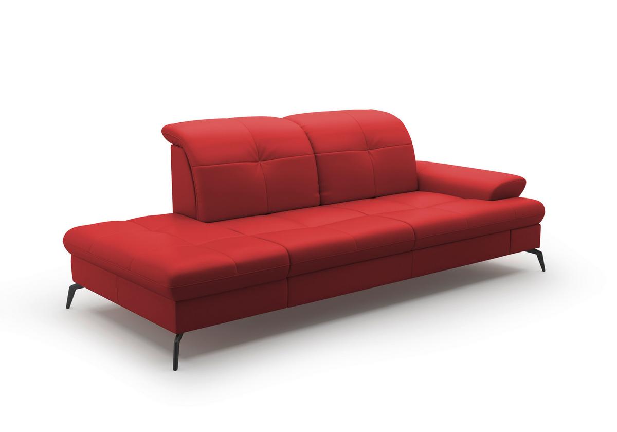 Récamiere Amica E, Rot B: 231 Cm - Rot/Schwarz, KONVENTIONELL, Leder/Textil (231/90/122cm) - Sit & More