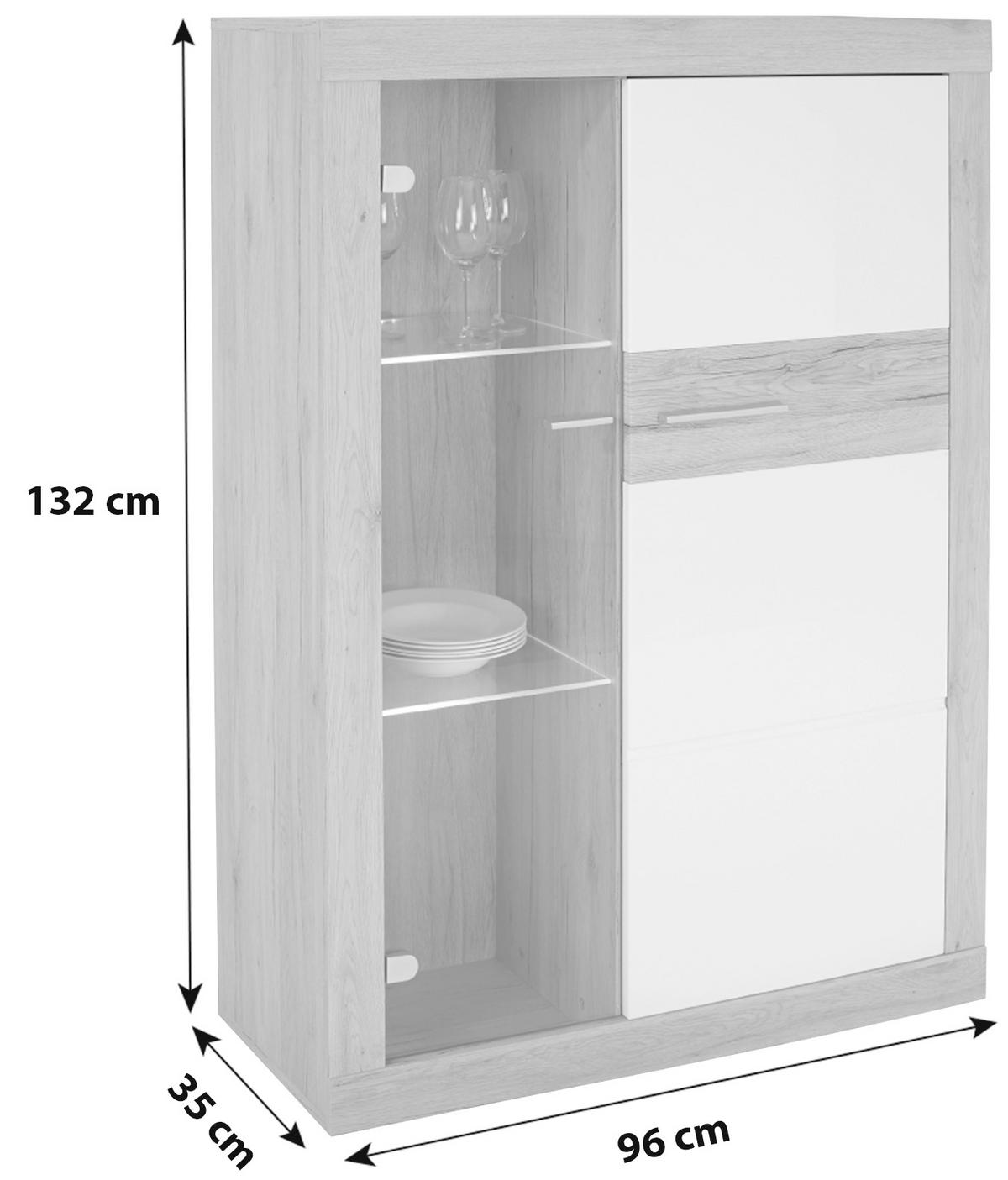 VITRÍNA MALTA - čierna/biela, Modern, kompozitné drevo/plast (96/132/35cm)