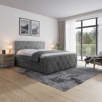 Boxspringbett Porto 180x200 cm Hellgrau - Hellgrau/Schwarz, MODERN, Karton/Holzwerkstoff (180/200cm) - MID.YOU