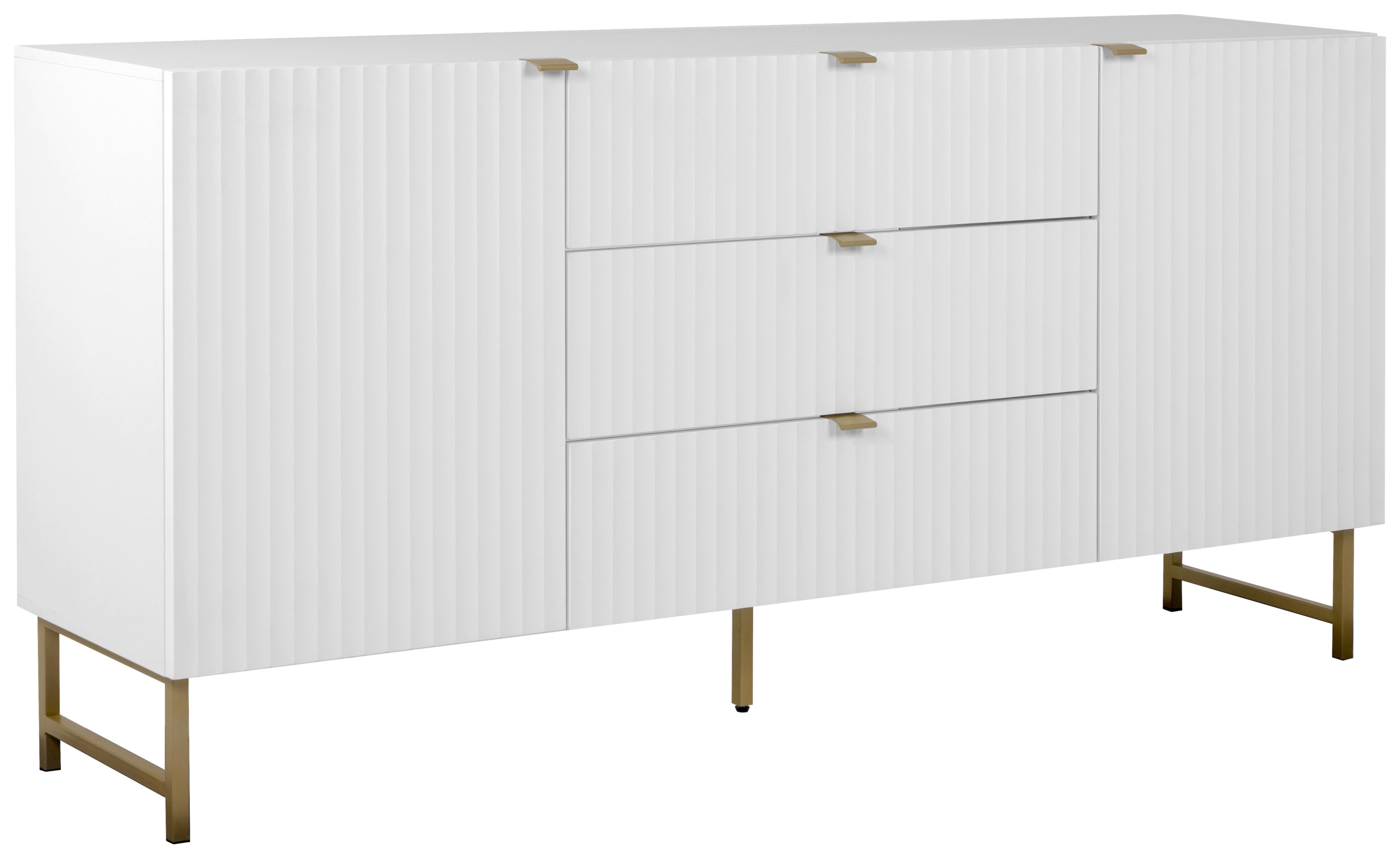 Sideboard Edinburgh 179 cm Weiß - Goldfarben/Weiß, Design, Holzwerkstoff (179/90/41cm) - MID.YOU