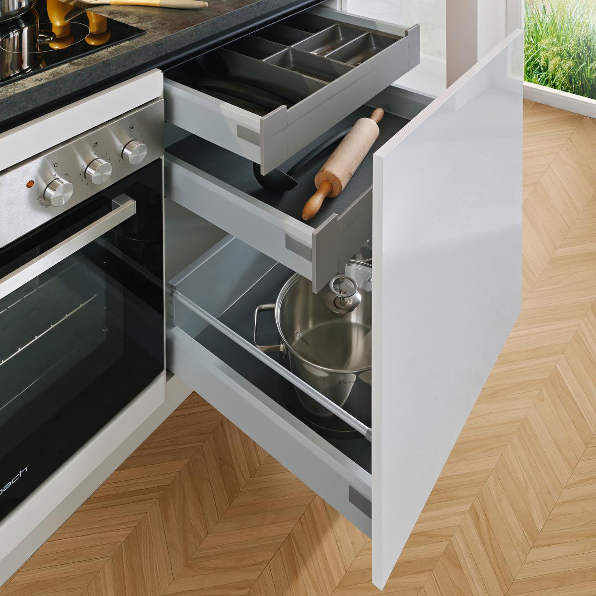 Küchenblock Star - Weiß Hochglanz, Basics, Holzwerkstoff (300cm) - Express