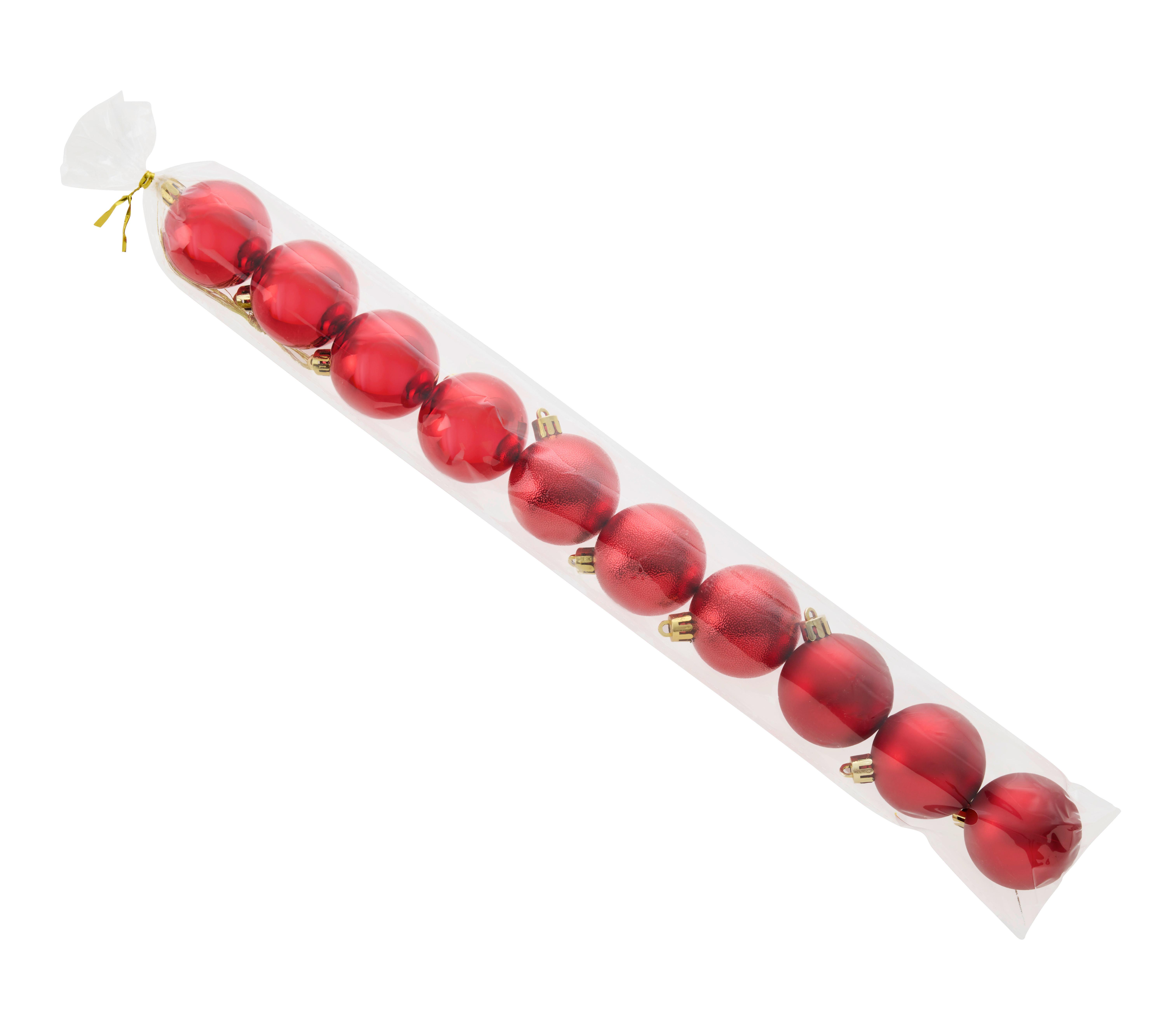 Saa vianočných gulí 10ks - červená, Konventionell, plast (5cm) - Mömax