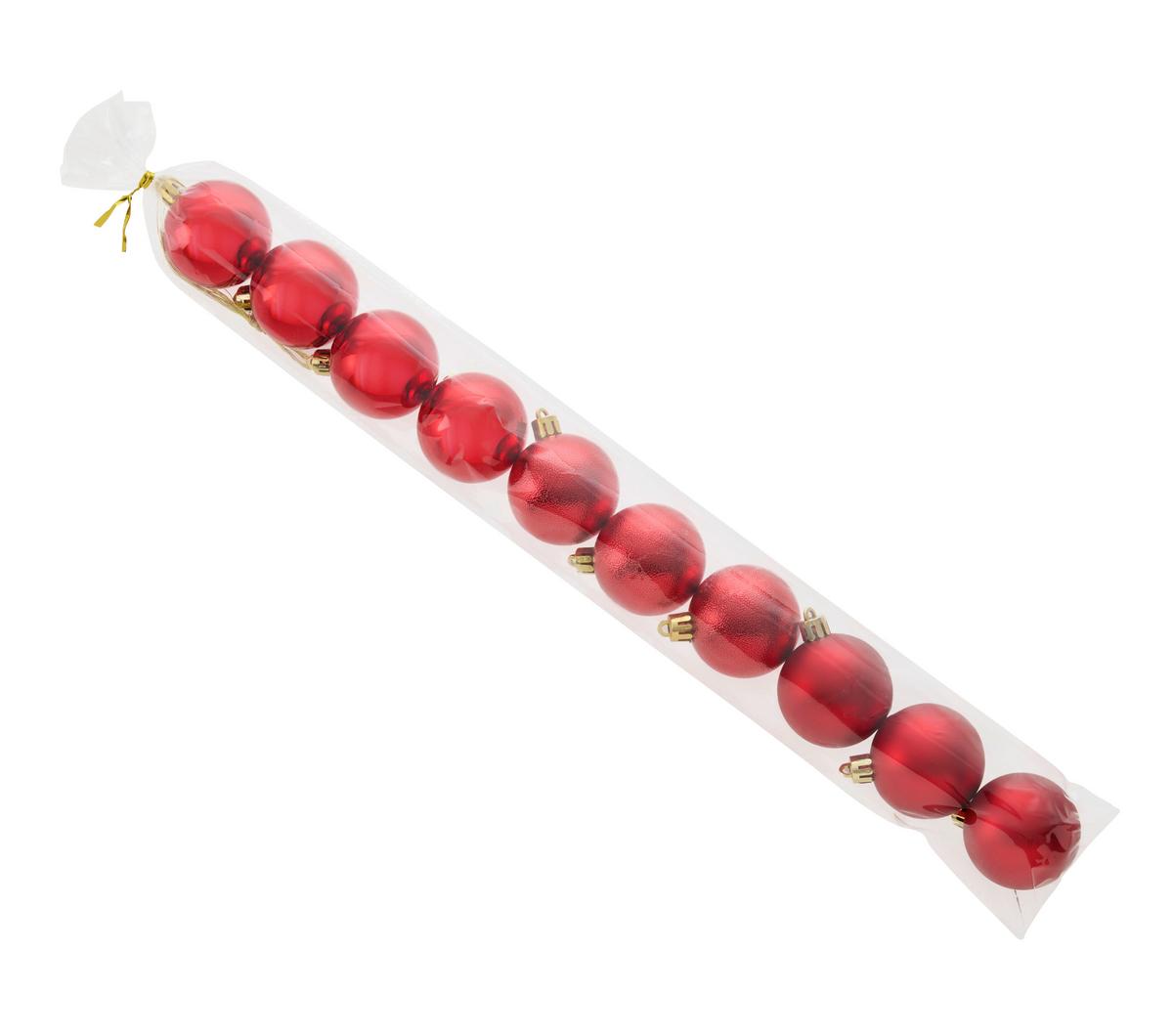 Sada vánočních koulí 10ks - červená, Konvenční, plast (5cm) - Mömax