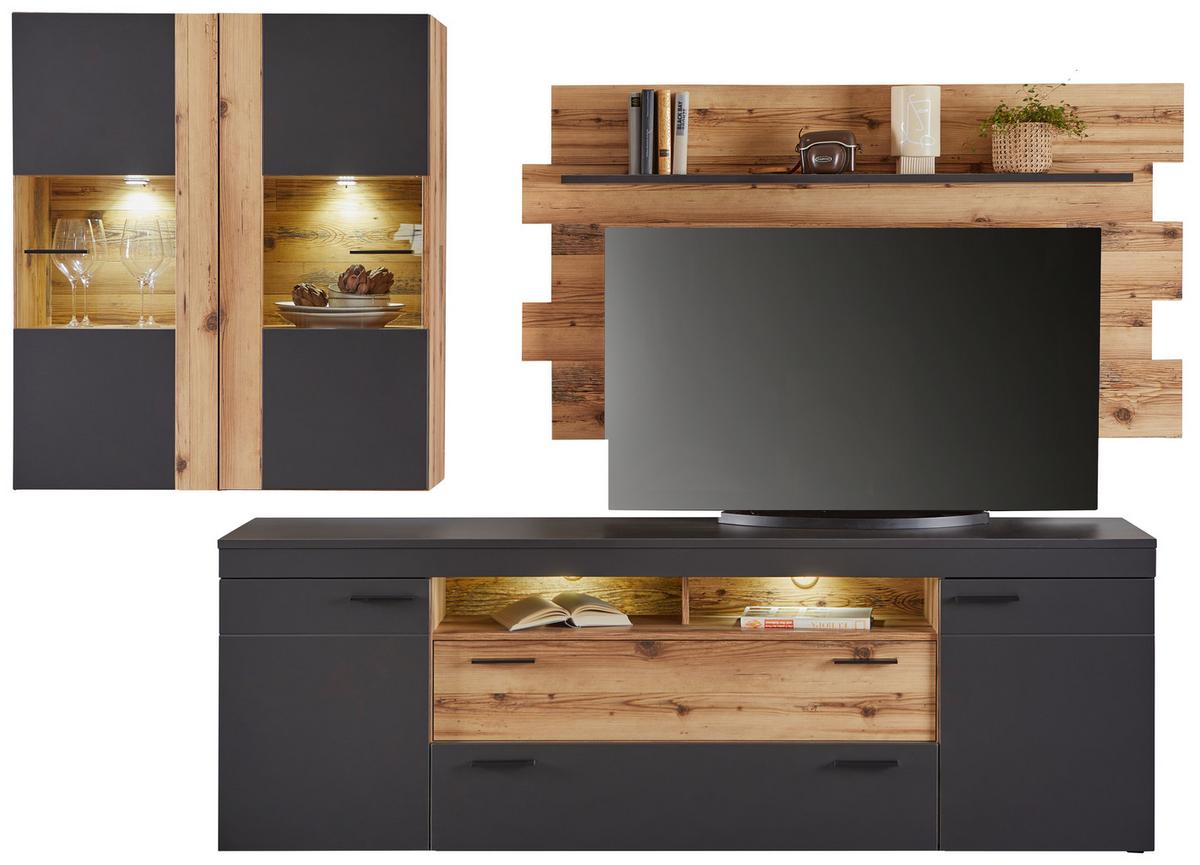 ZÁVĚSNÁ VITRÍNA HENRY - Moderní, kompozitní dřevo/plast (50/115/35cm)