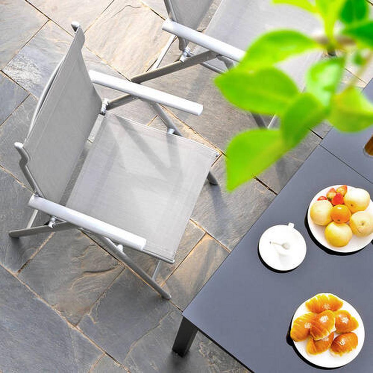 Campingsessel 4-tlg. Set Klappbar, Grau, B: 70cm - Grau, Basics, Textil/Metall (70/106/56cm) - Modante