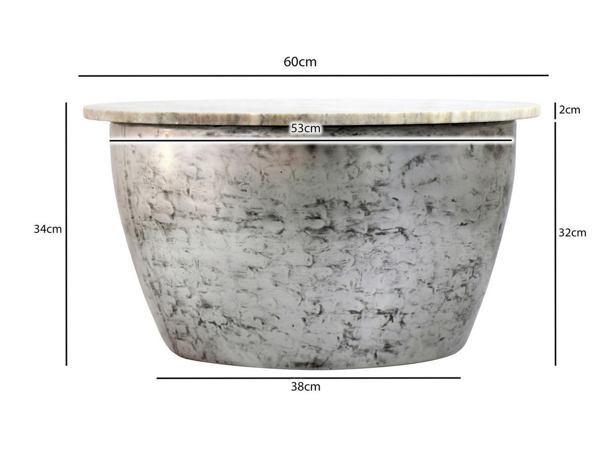 COUCHTISCH Silberfarben B: 60cm - Silberfarben, Design, Stein/Metall (60/60/34cm) - Livetastic