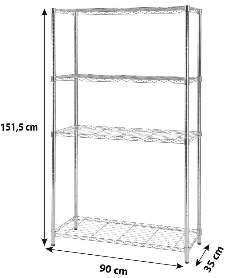 Regal Mit 4 Einlegeböden Meran 1 B: 91 cm Chromfarben - Chromfarben/Schwarz, MODERN, Kunststoff/Metall (91/150/35,5cm)