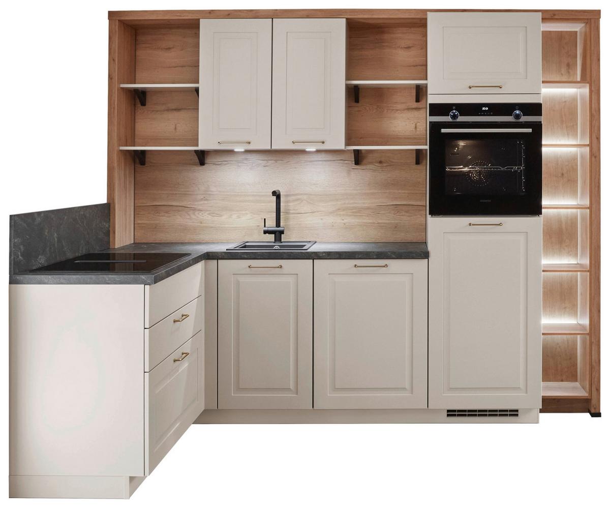 Eckküche Springfield - Sandfarben/Grasgrün, ROMANTIK / LANDHAUS, Holzwerkstoff (165/270cm) - Vertico