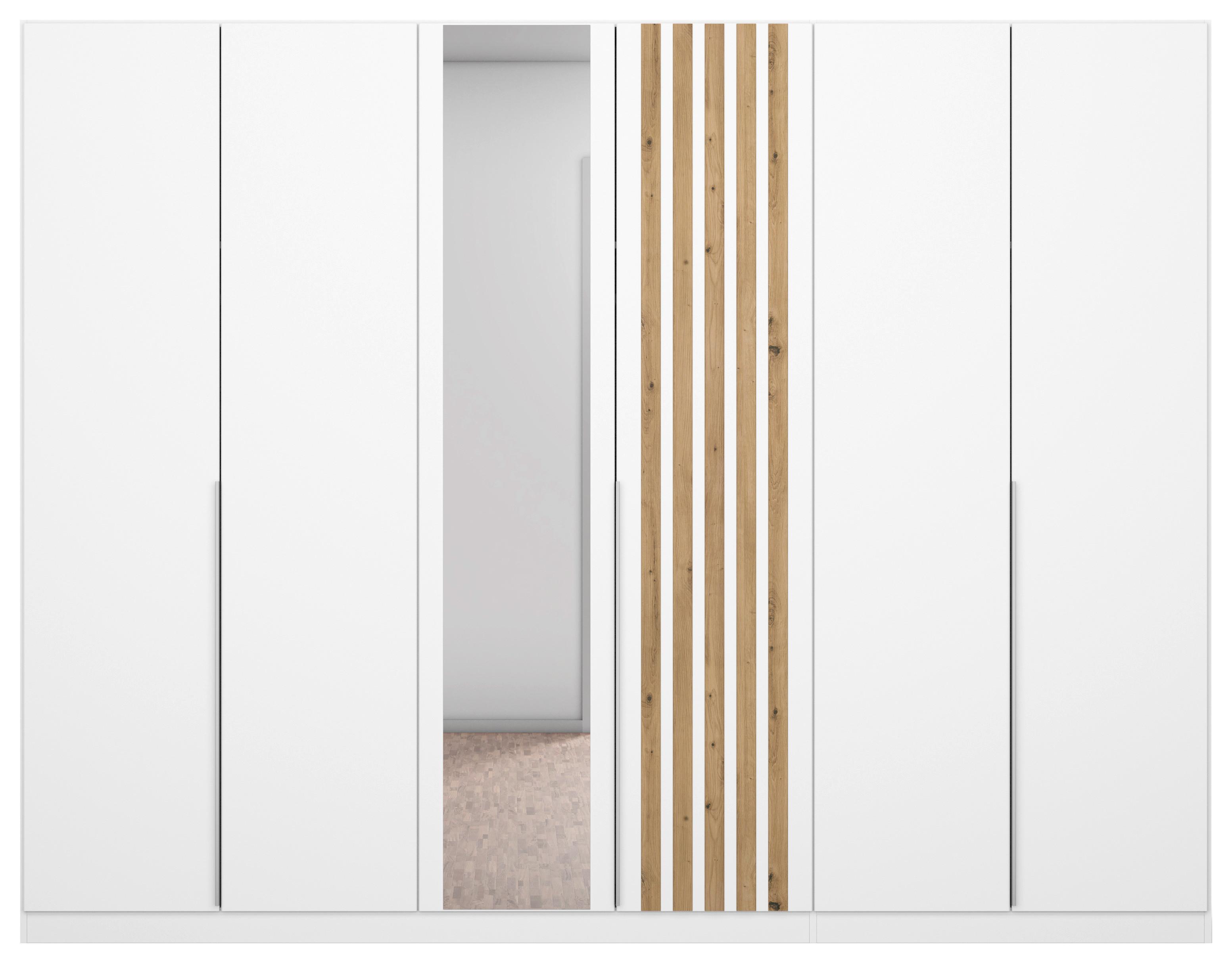 Drehtürenschrank 271 cm Lamella Weiß/Eiche Dekor - Weiß/Eiche Artisan, MODERN, Holzwerkstoff (271/210/54cm) - Rauch Möbel
