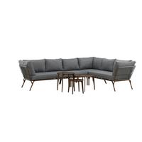 Loungegarnitur 4-Tlg Roxo Metall/Textil mit Kissen - Braun/Grau, KONVENTIONELL, Textil/Metall - Gardenson