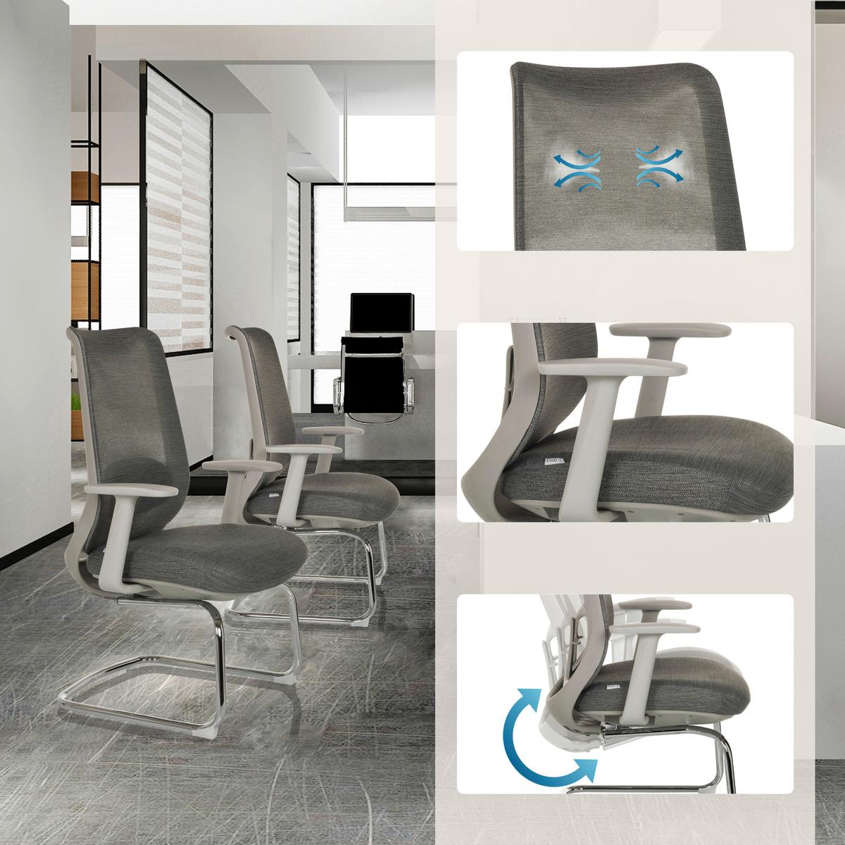 BESUCHERSTUHL Mileston Grau B: 67cm - Silberfarben/Grau, MODERN, Kunststoff/Textil (67/99/60cm) - MID.YOU