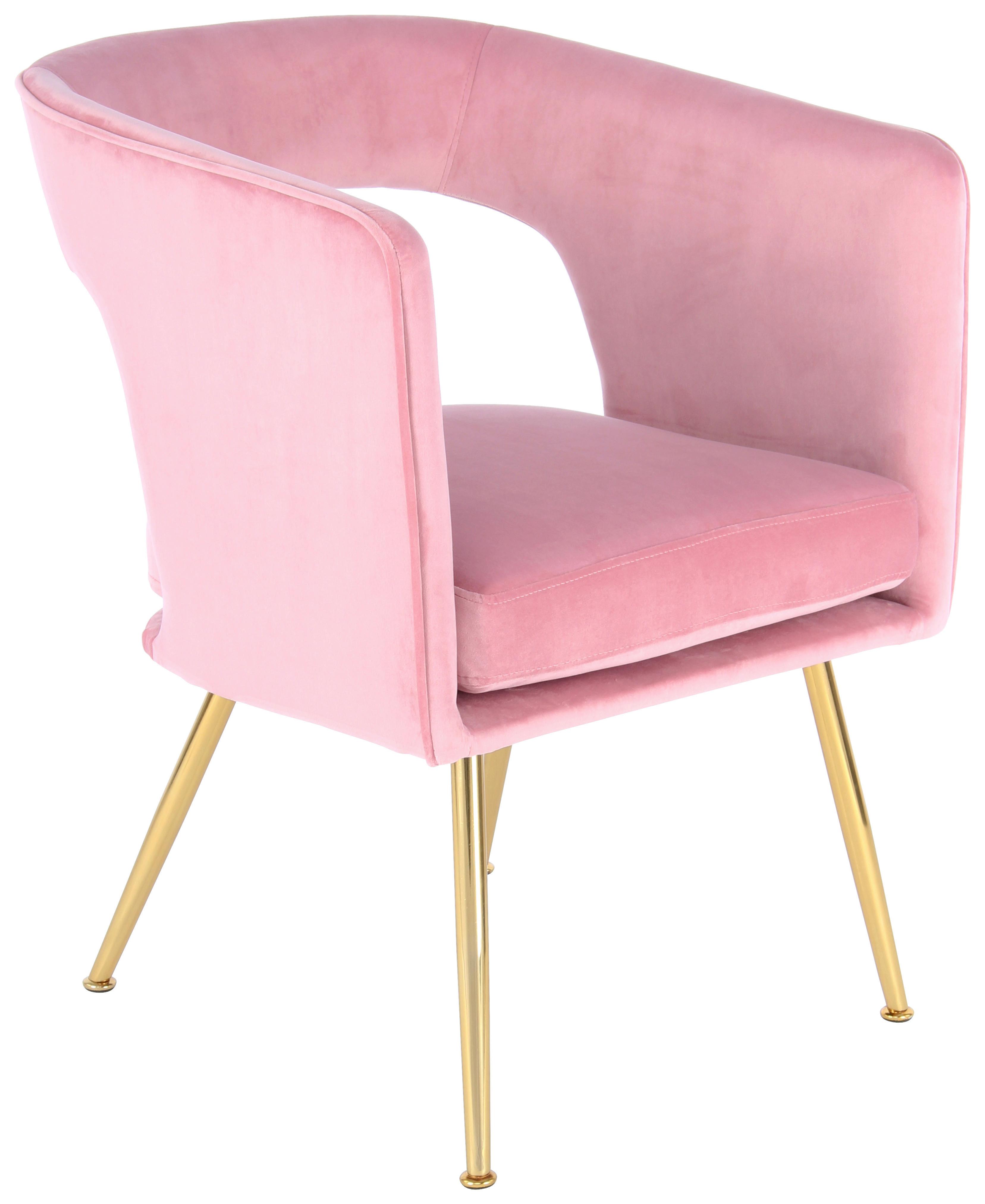 ŽIDLE S PODRUČKAMI JOLENE - růžová/barvy zlata, Moderní, kov/textil (60/77/63cm) - MID.YOU