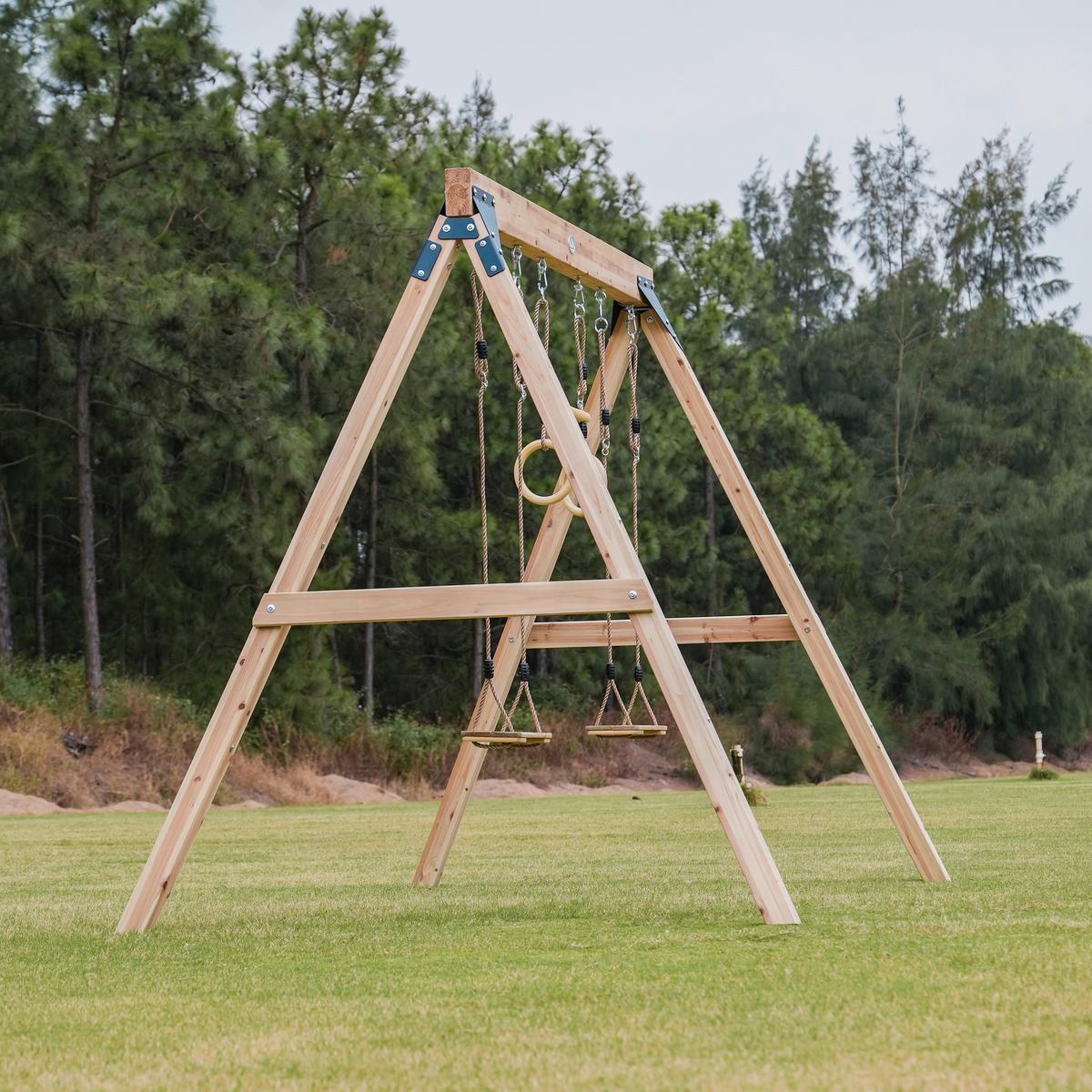 Schaukel A030.510.00 - Braun, KONVENTIONELL, Holz/Metall (186/208/299cm) - Ambia Garden