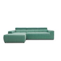 Ecksofa + Kopfteilverstellung Brandon Mintgrün Mikrofaser - Schwarz/Mintgrün, Design, Textil (175/285cm) - MID.YOU