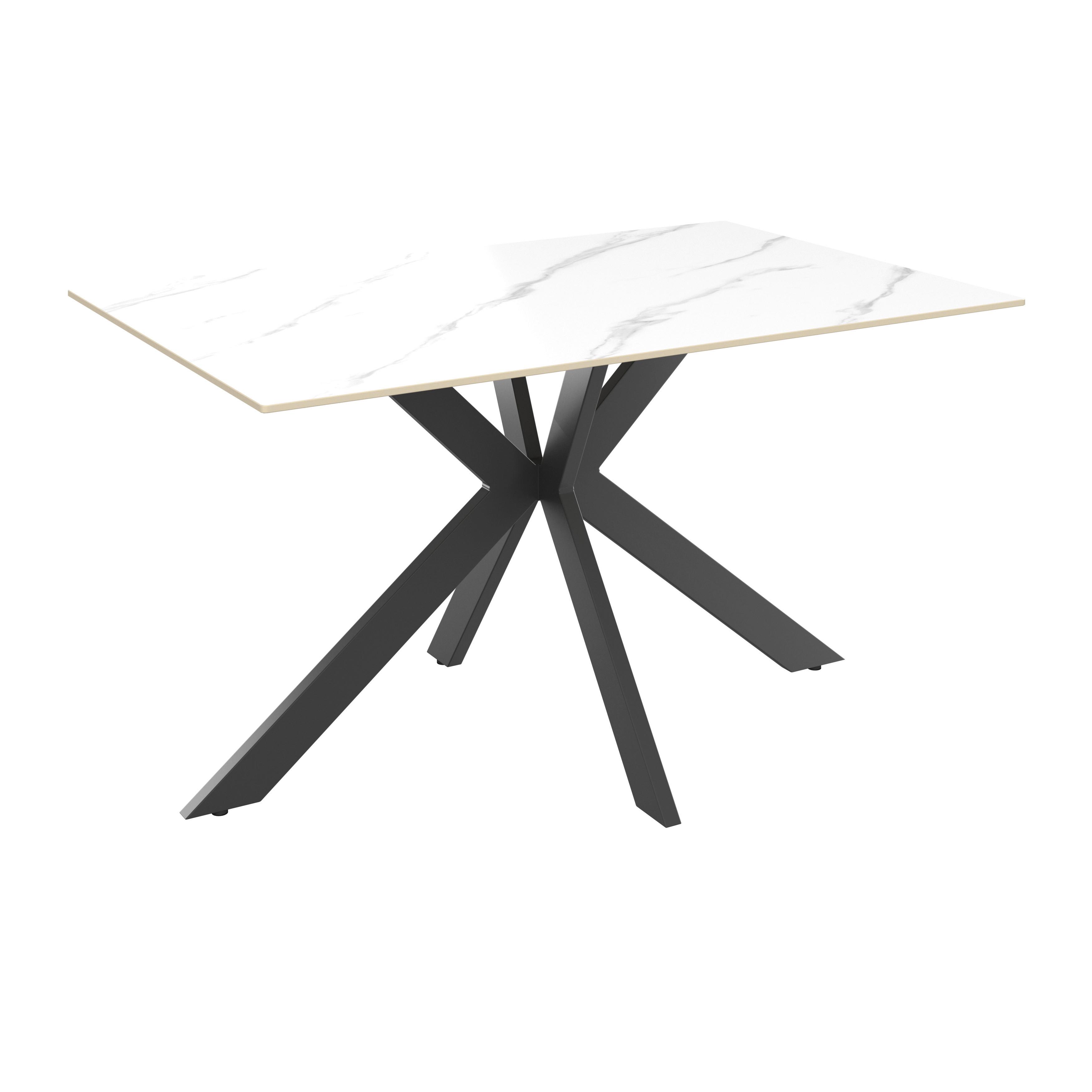Étkezőasztal Anton - fekete/fehér, Modern, fém/kerámia (140/75/90cm)