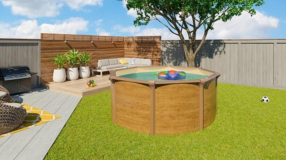 Aufstellpool Rund Mit Pumpe Ø 360 cm - Sandfarben/Braun, Basics, Kunststoff (360/130cm)
