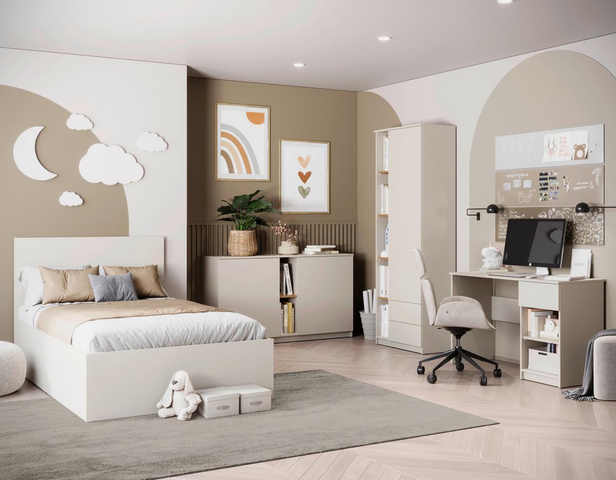 skriňa s otočnými dverami FANO dekor kašmír/dub - kašmírová/farba duba, Modern, kompozitné drevo (72,8/205/40cm) - Modern Living