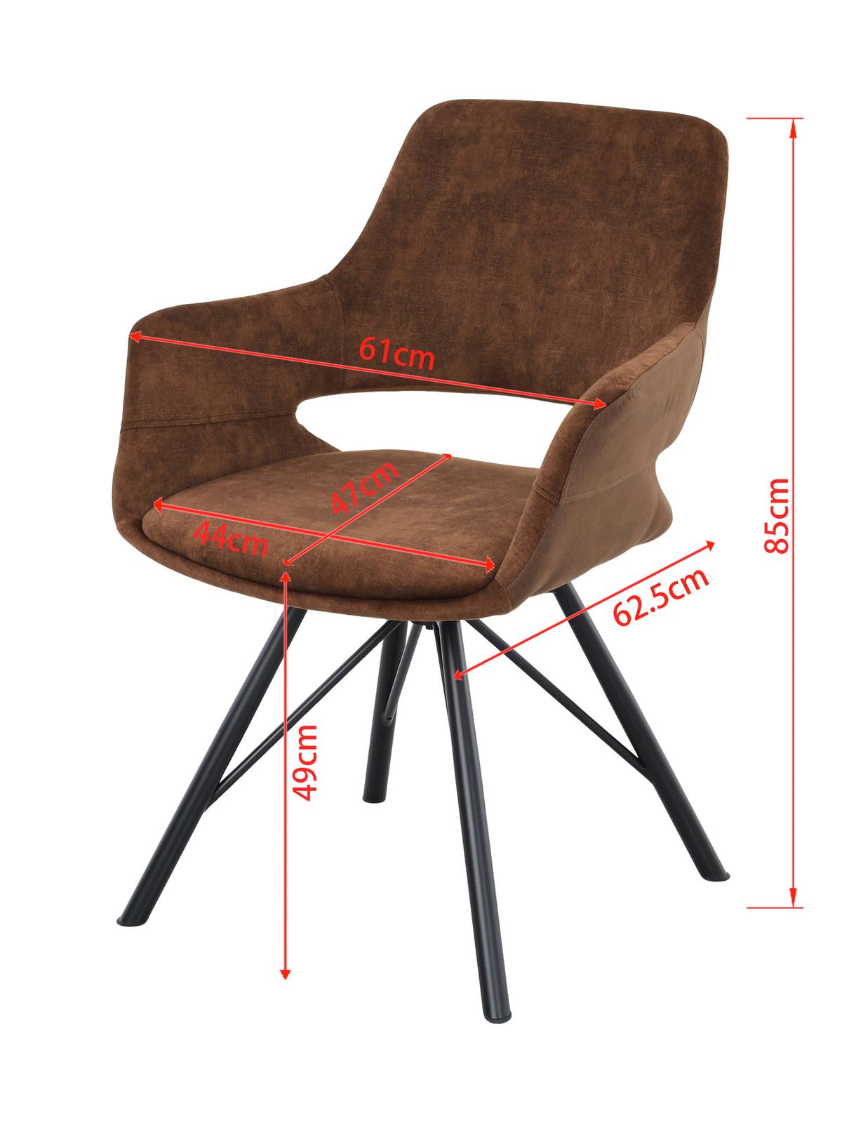 STOLIČKA S PODRÚČKAMI ADRIANA - hnedá/čierna, Modern, kov/drevo (61/85/62,5cm) - Mömax