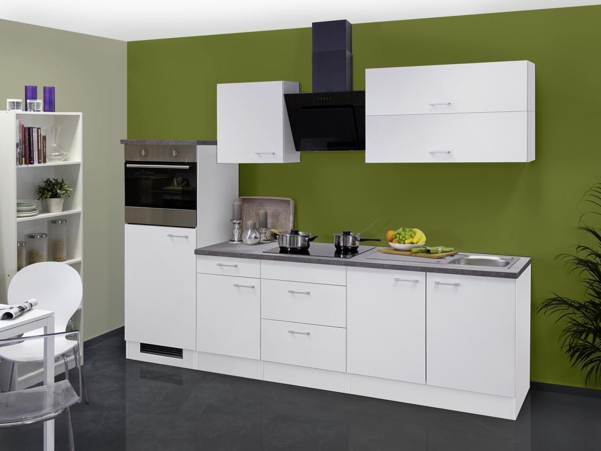 Küchenzeilen Lucca mit Geräten 270 cm Weiß - Graubraun/Weiß, KONVENTIONELL, Holzwerkstoff (270cm) - FlexWell