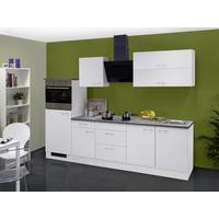 Küchenzeilen Lucca mit Geräten 270 cm Weiß - Graubraun/Weiß, KONVENTIONELL, Holzwerkstoff (270cm) - FlexWell