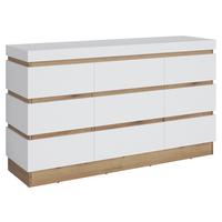 Sideboard Calabria Weiß/eiche Dekor B: 160,8 Cm - Eichefarben/Weiß, Trend, Holzwerkstoff (160,8/92,5/45cm)