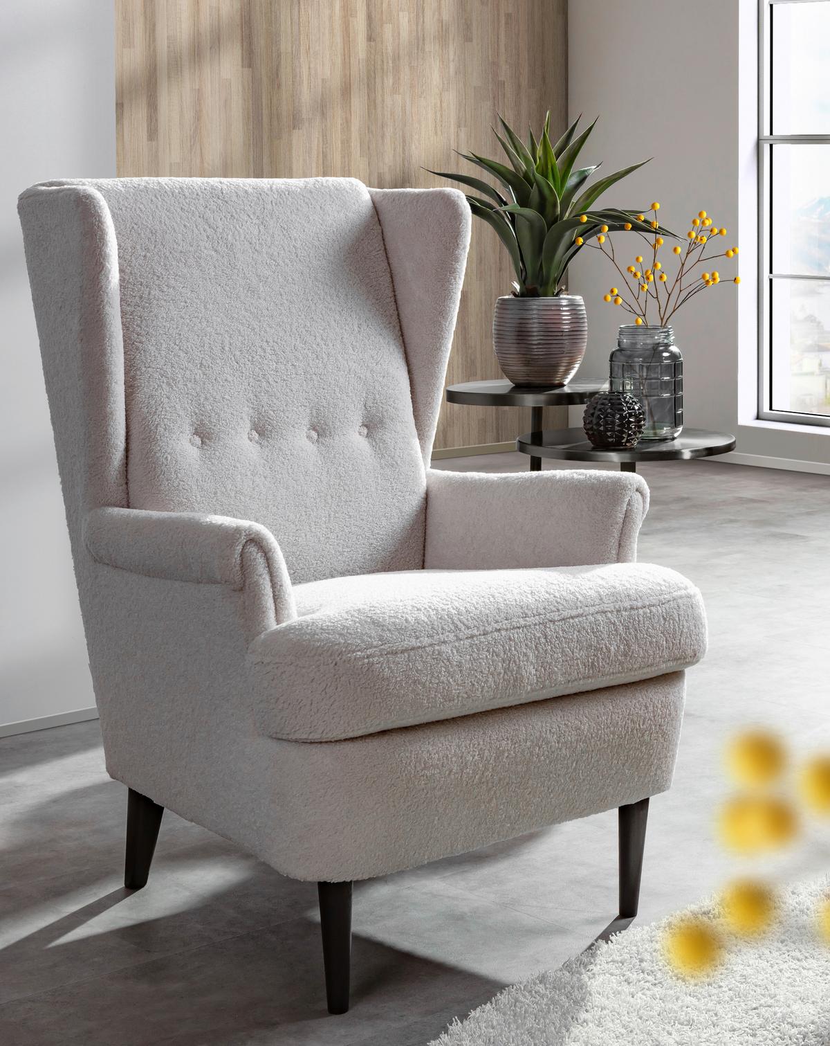 Ohrensessel Versailles, Weiß B: 72 cm - Dunkelbraun/Weiß, Design, Textil (72/104/85cm) - MID.YOU