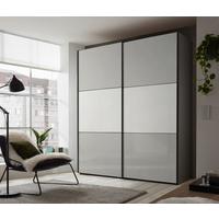 Schwebetürenschrank Glasfront 200 Cm Includo, Hellgrau/weiß - Dunkelgrau/Hellgrau, MODERN, Glas/Holzwerkstoff (200/222/68cm)