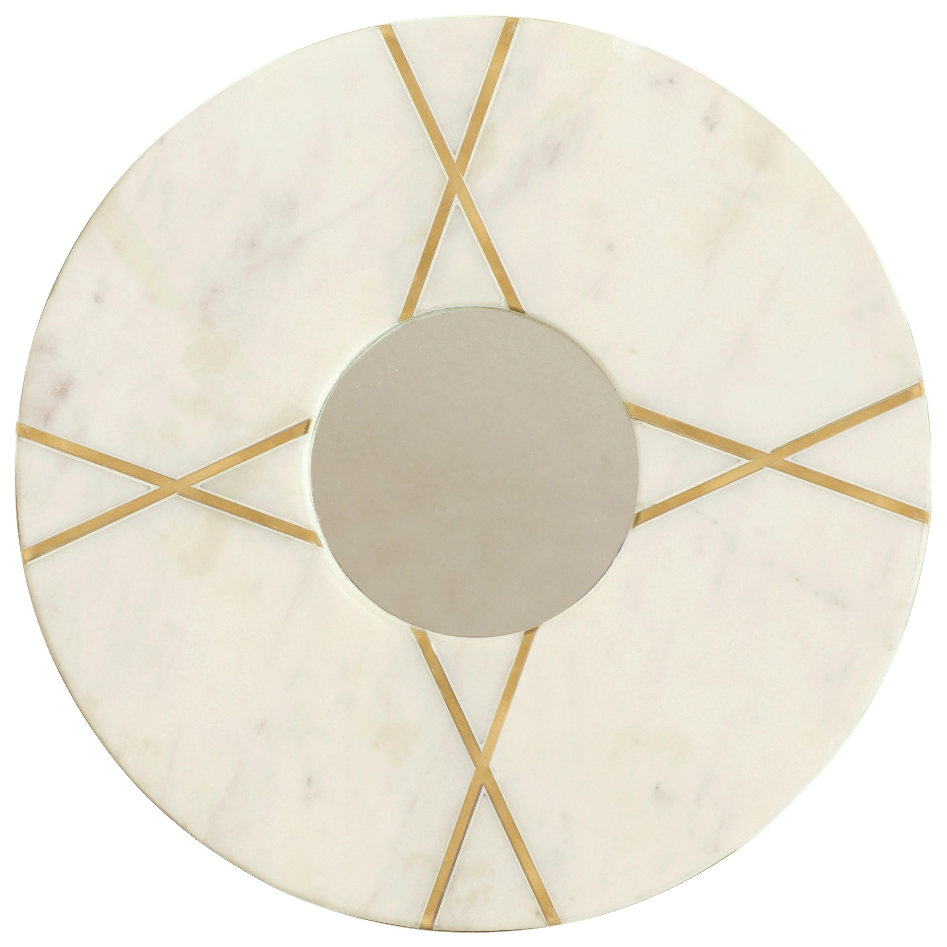 Wandspiegel Dexter 125 Weiss - Goldfarben/Creme, Basics, Glas/Holzwerkstoff (30/30/2cm) - Kayoom