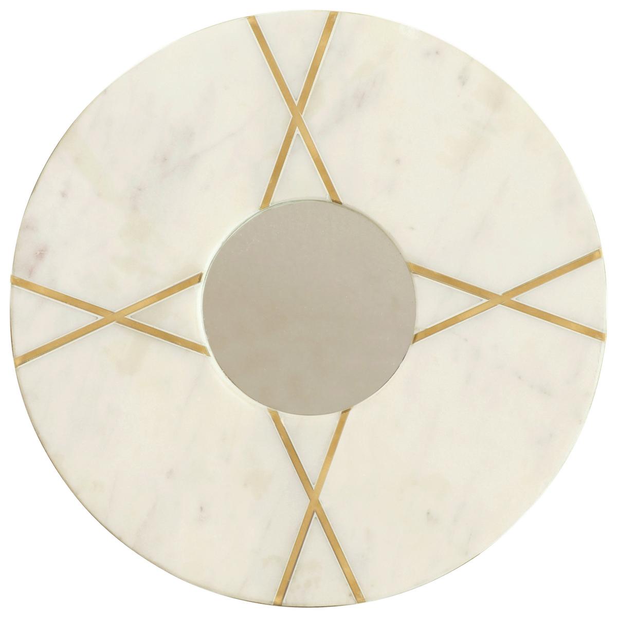 Wandspiegel Dexter 125 Weiss - Goldfarben/Creme, Basics, Glas/Holzwerkstoff (30/30/2cm) - Kayoom