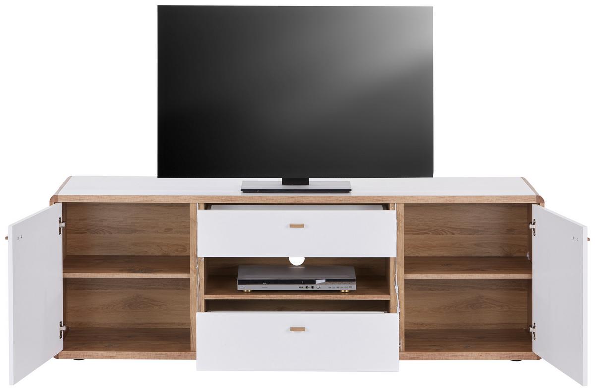 Phonotisch Ronda B: 178 cm Weiß/Eiche Dekor - Eichefarben/Weiß, MODERN, Holzwerkstoff (178/61/46,4cm)