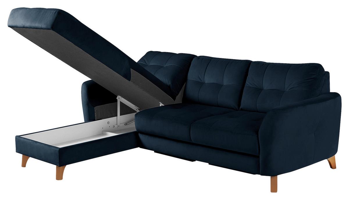 Ecksofa Nordic Dunkelblau S: 168x238 cm - Buchefarben/Dunkelblau, Design, Textil (168/238cm) - Livetastic